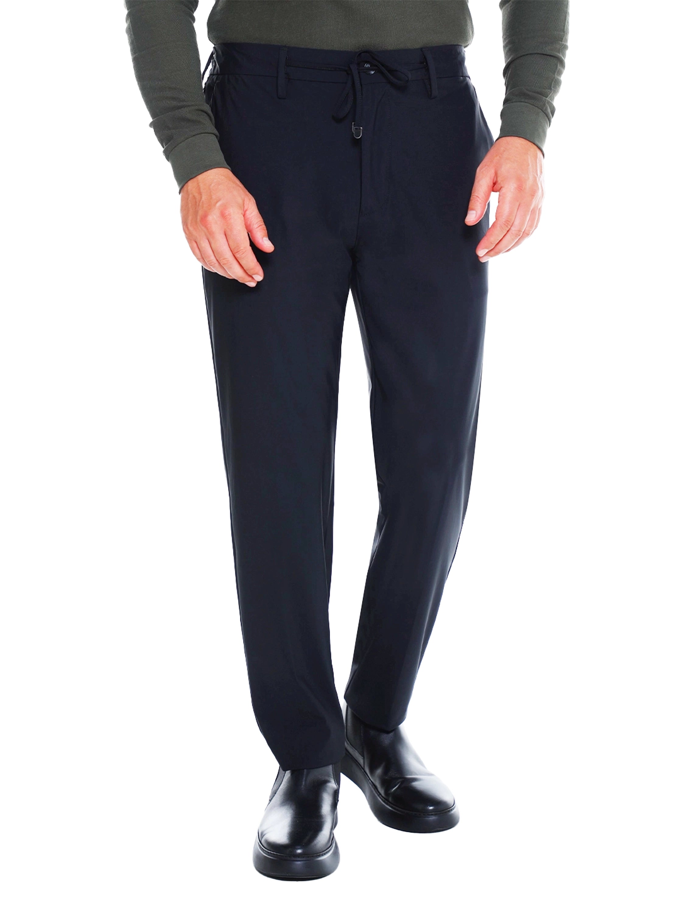 Modern Silhouette Navy Pant With Elastic Waist