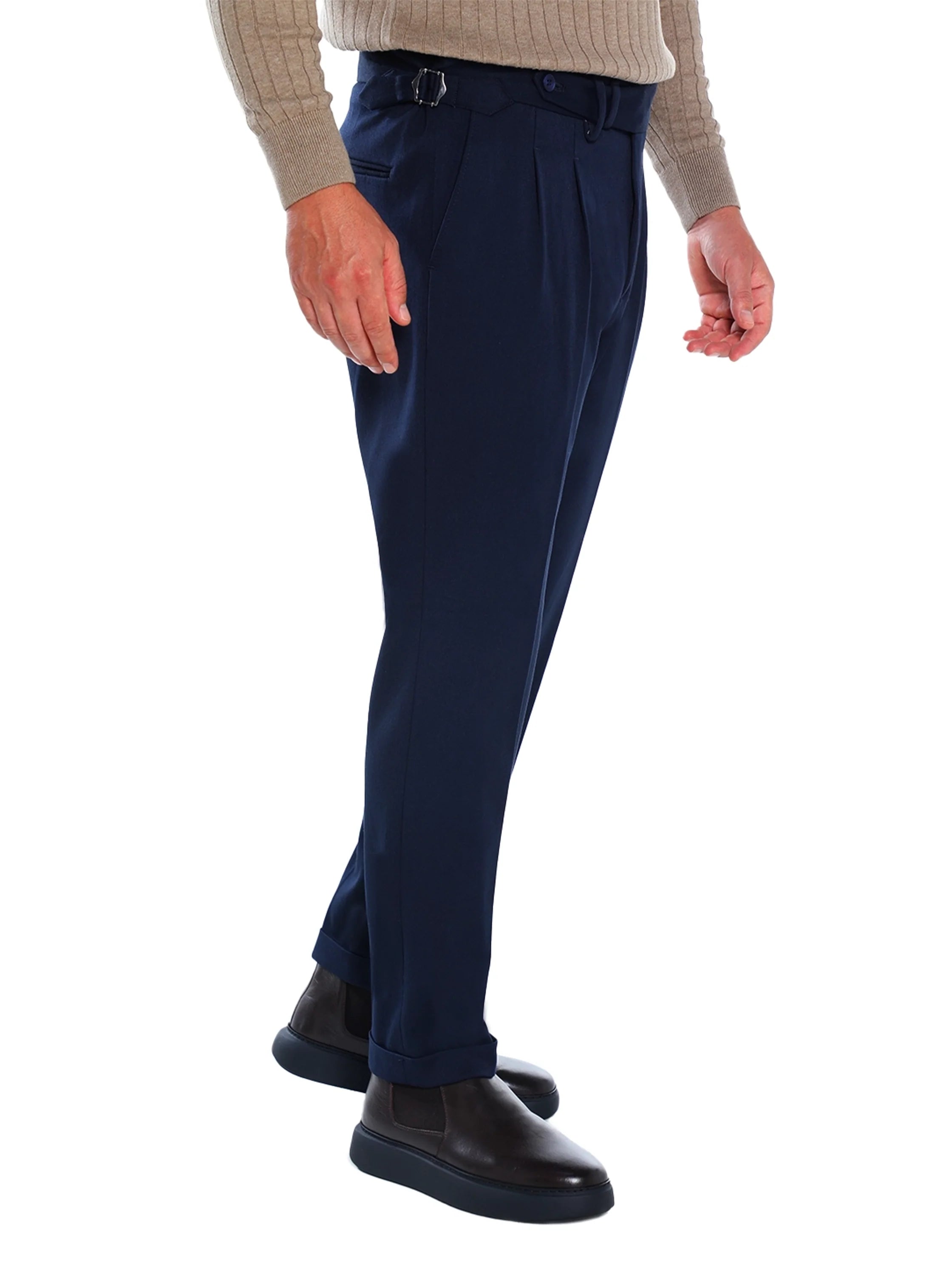 Smart Casual Navy Pant With Extended Waistband