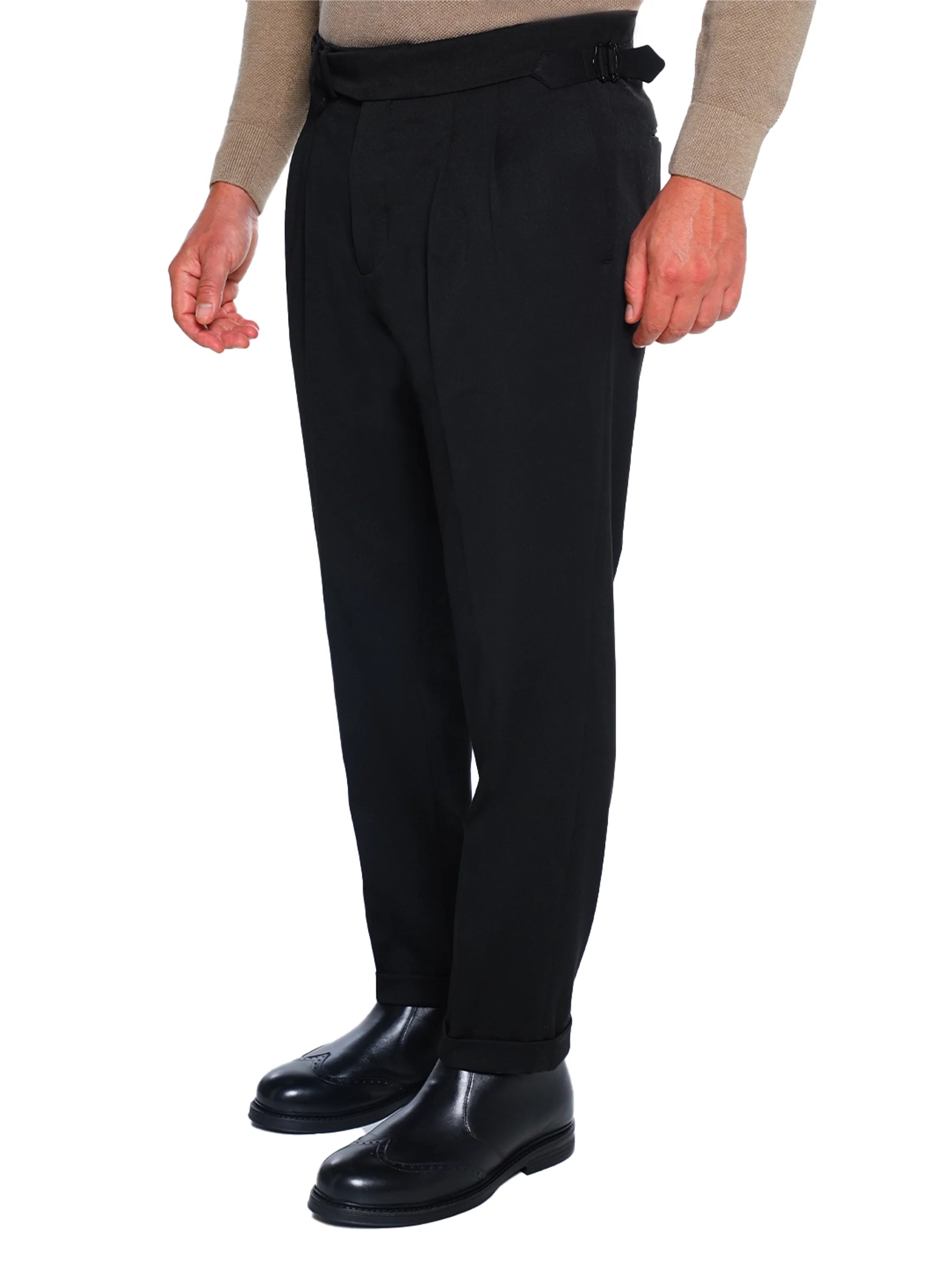 Smart Casual Black Pant With Extended Waistband