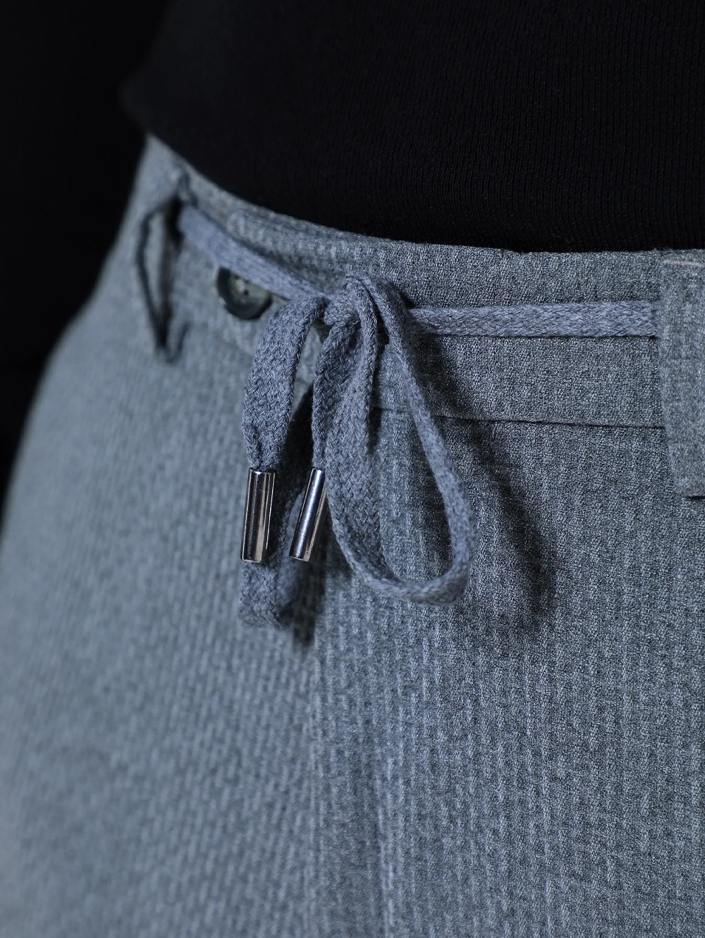 Dark Grey Casual Drawstring Pant With Side Pockets