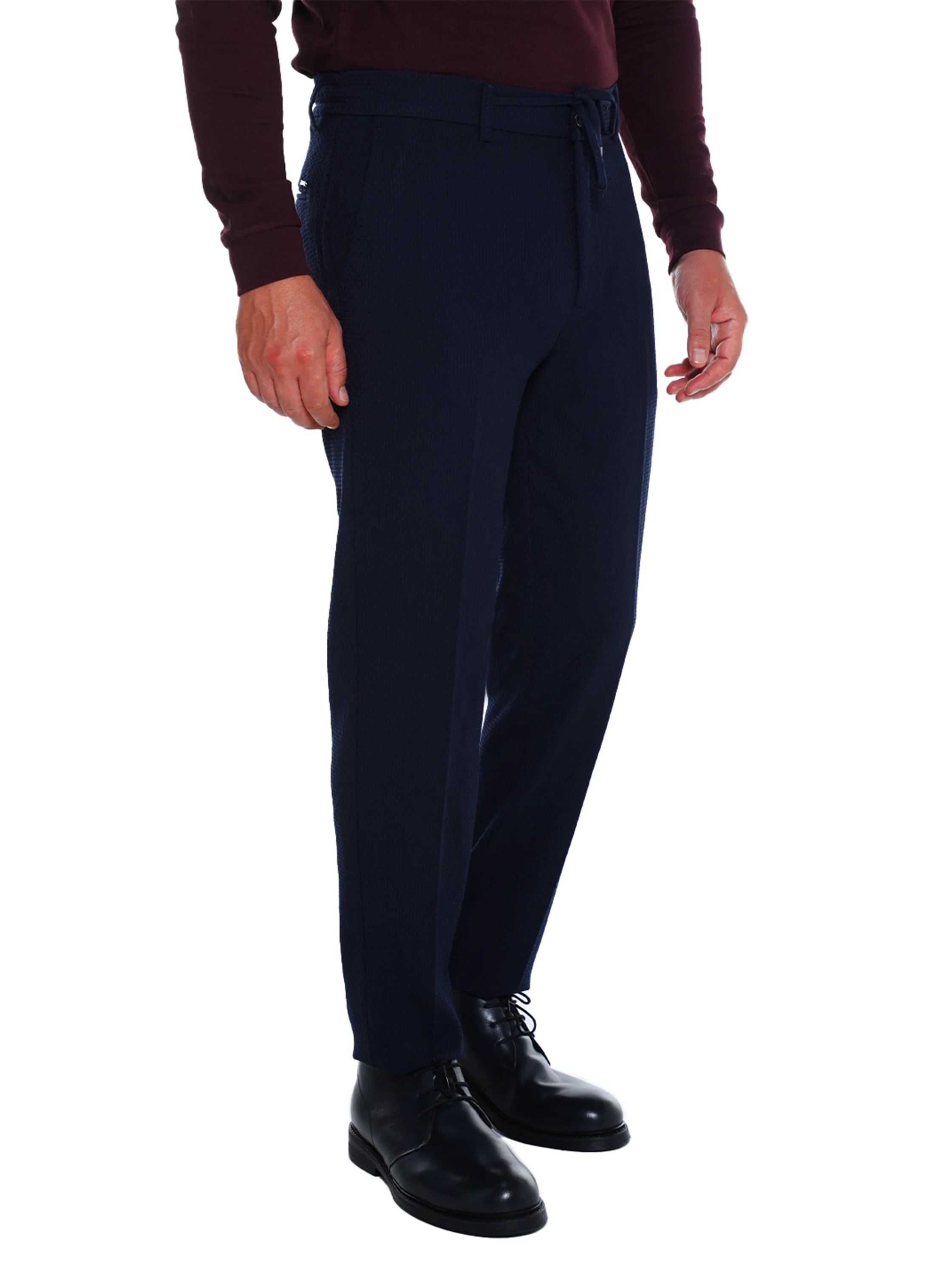 Navy Casual Drawstring Pant With Side Pockets