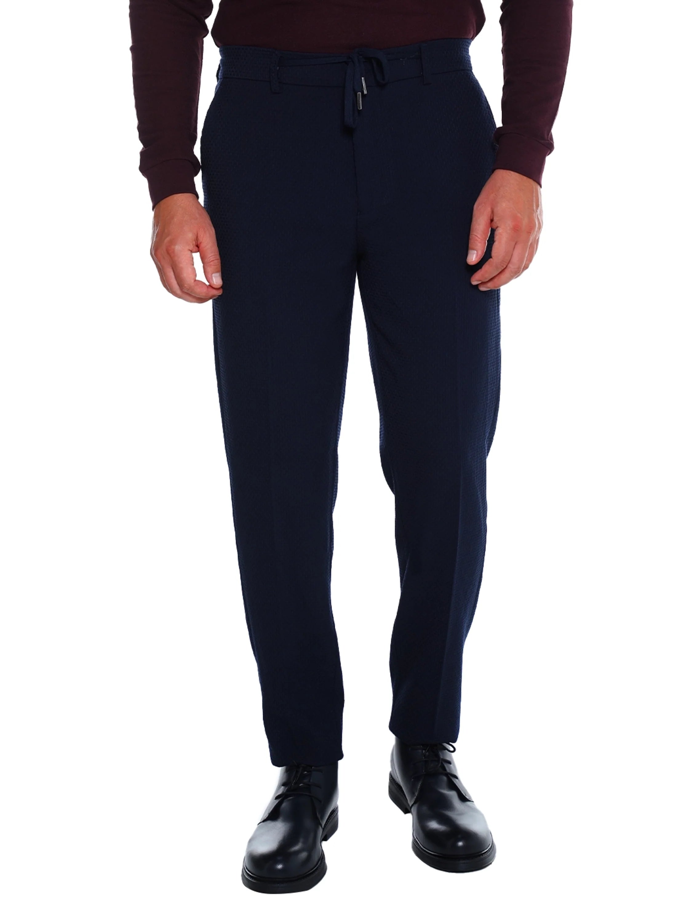 Navy Casual Drawstring Pant With Side Pockets