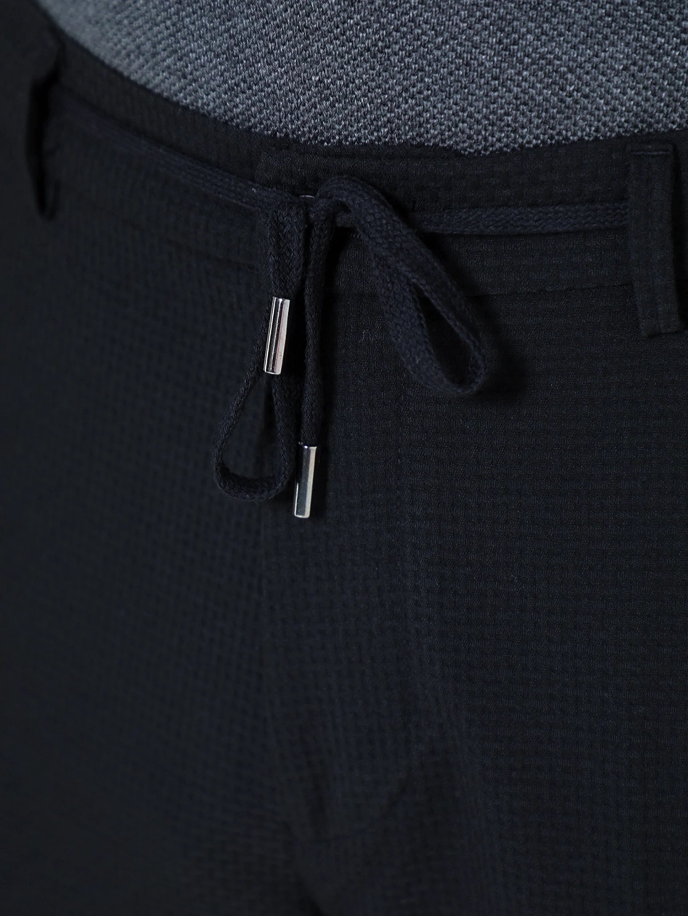 Black Casual Drawstring Pant With Side Pockets