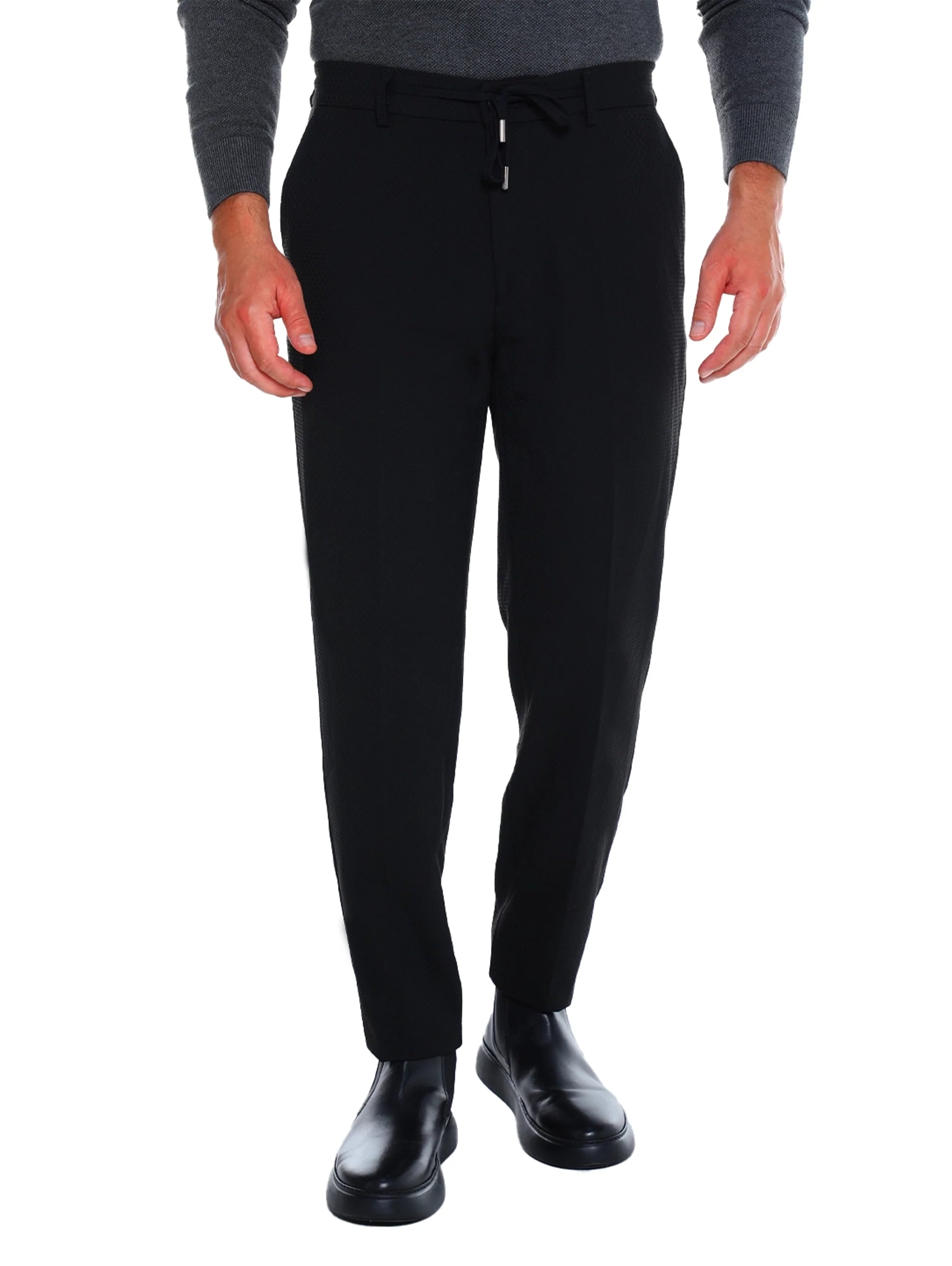 Black Casual Drawstring Pant With Side Pockets