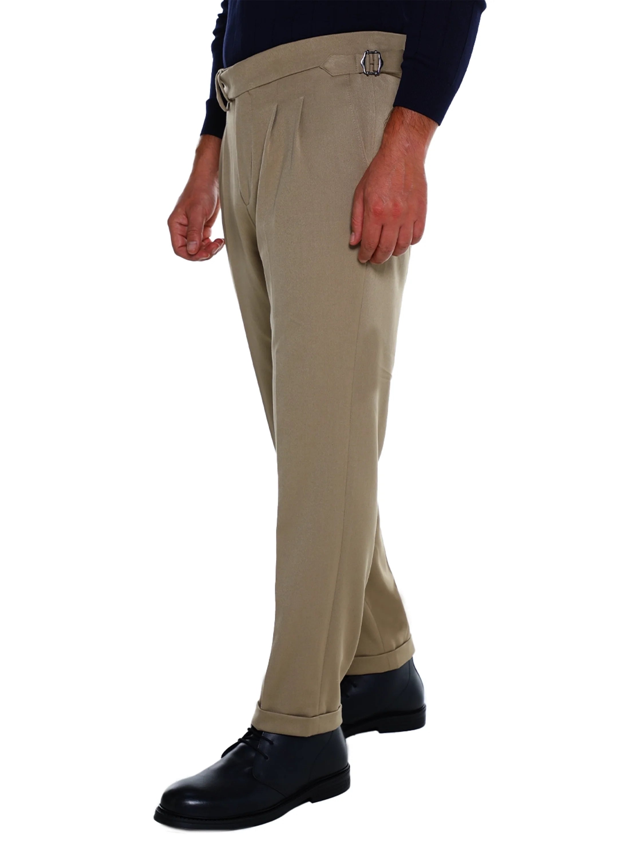 Smart Casual Beige Pant With Extended Waistband