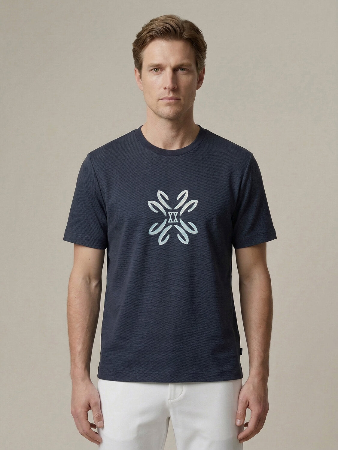 Xint Navy Cotton Regular Fit T-Shirt