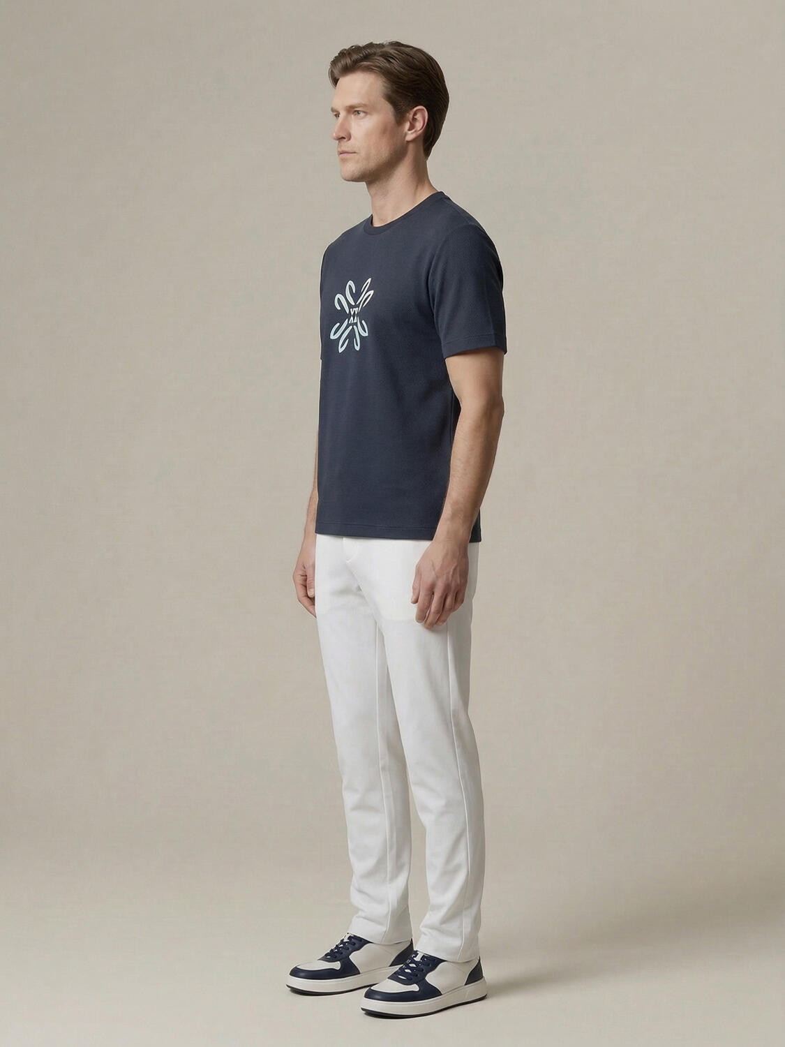 Xint Navy Cotton Regular Fit T-Shirt