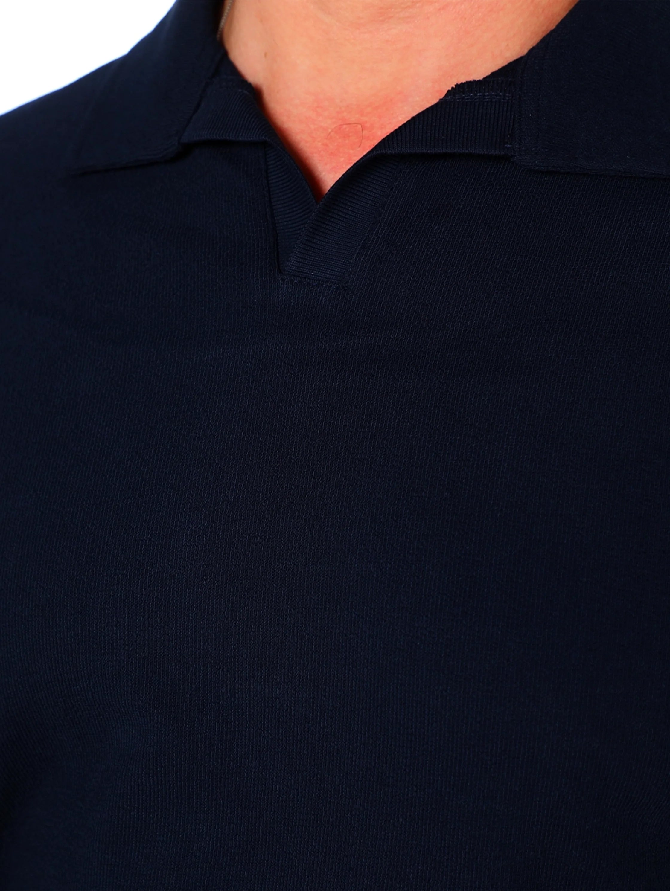 Navy Casual Pullover With Polo Collar