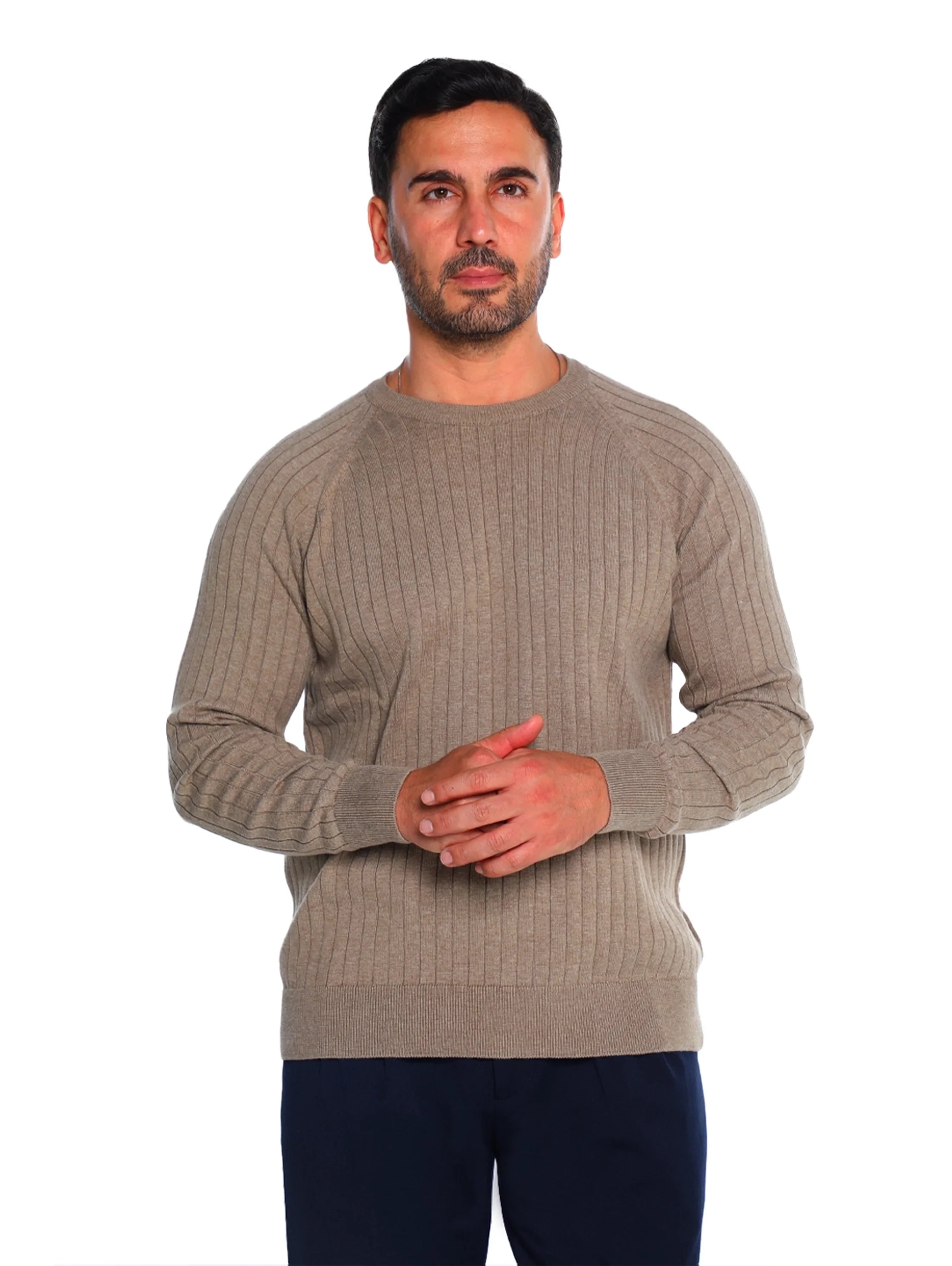Round Neck Light Brown Pullover