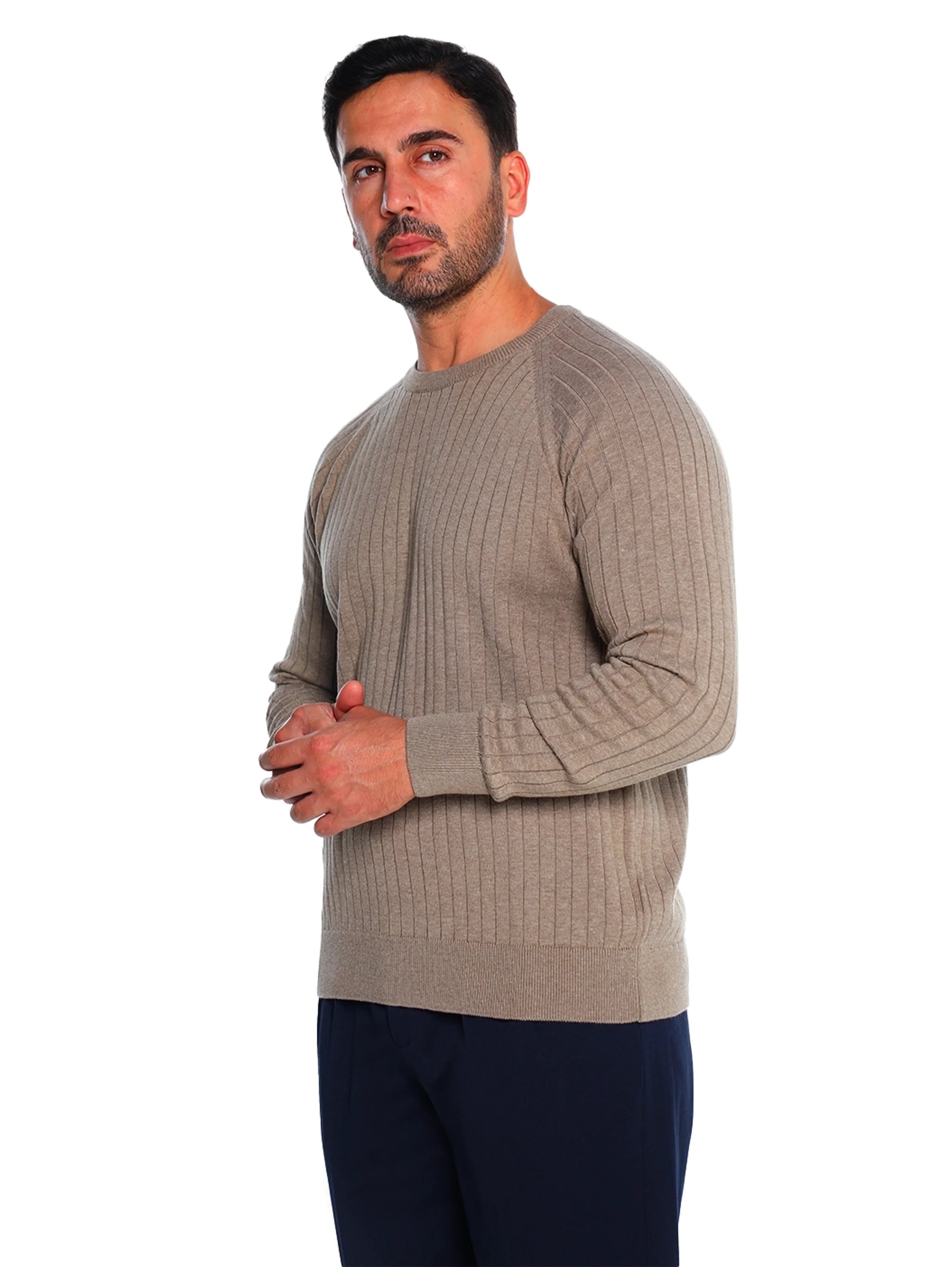 Round Neck Light Brown Pullover