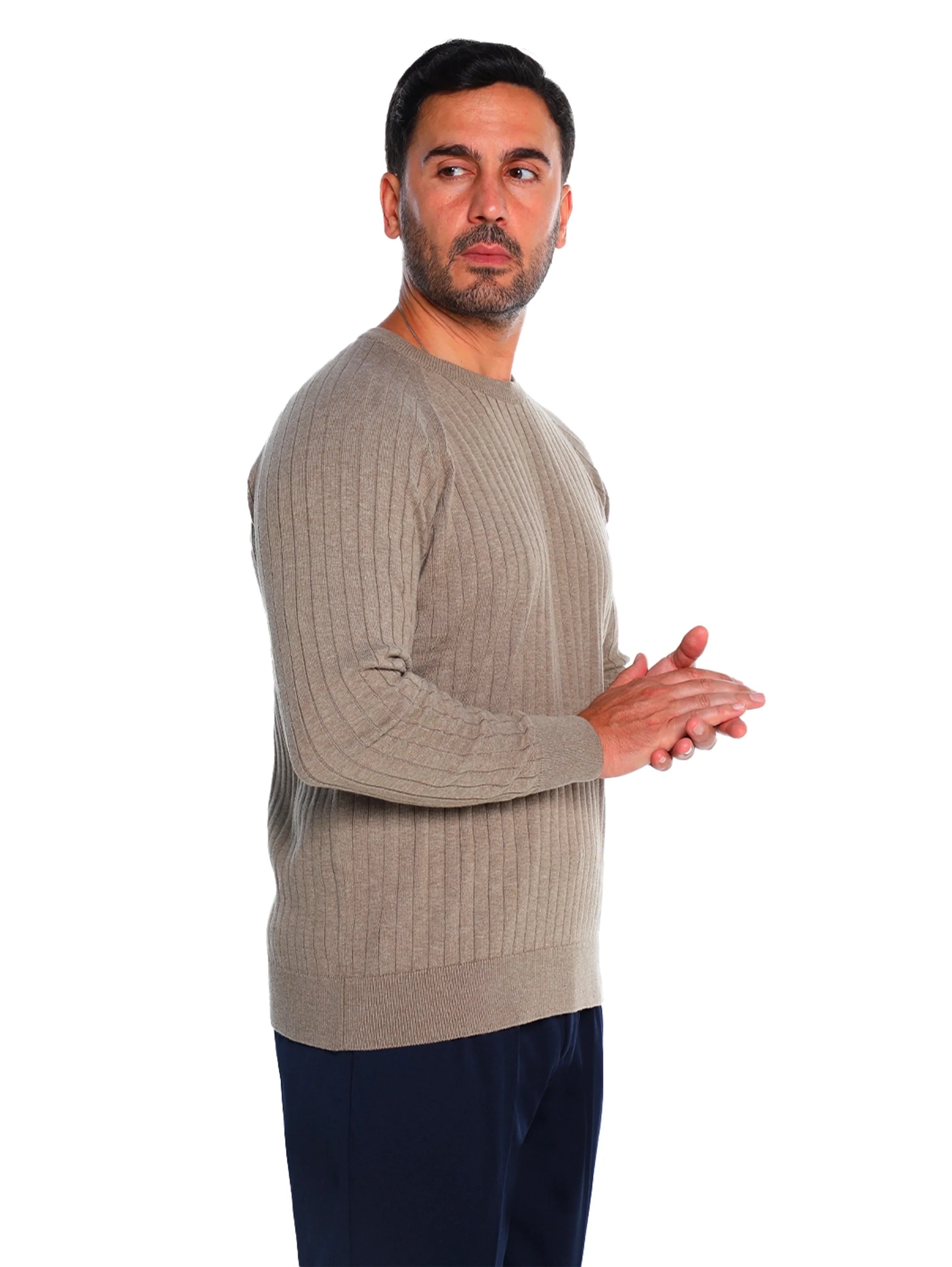 Round Neck Light Brown Pullover