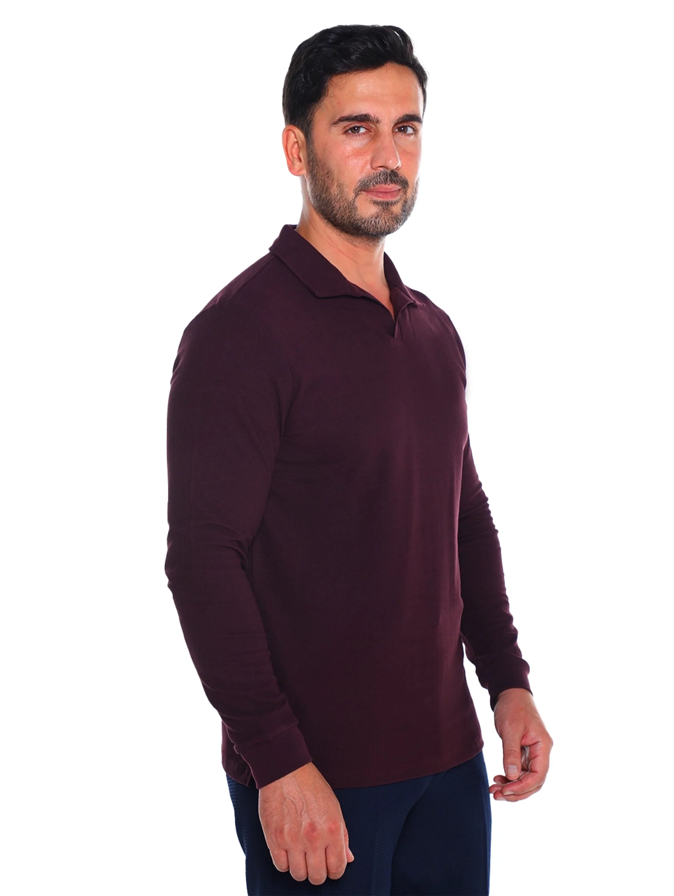 Bordo Casual Pullover With Polo Collar