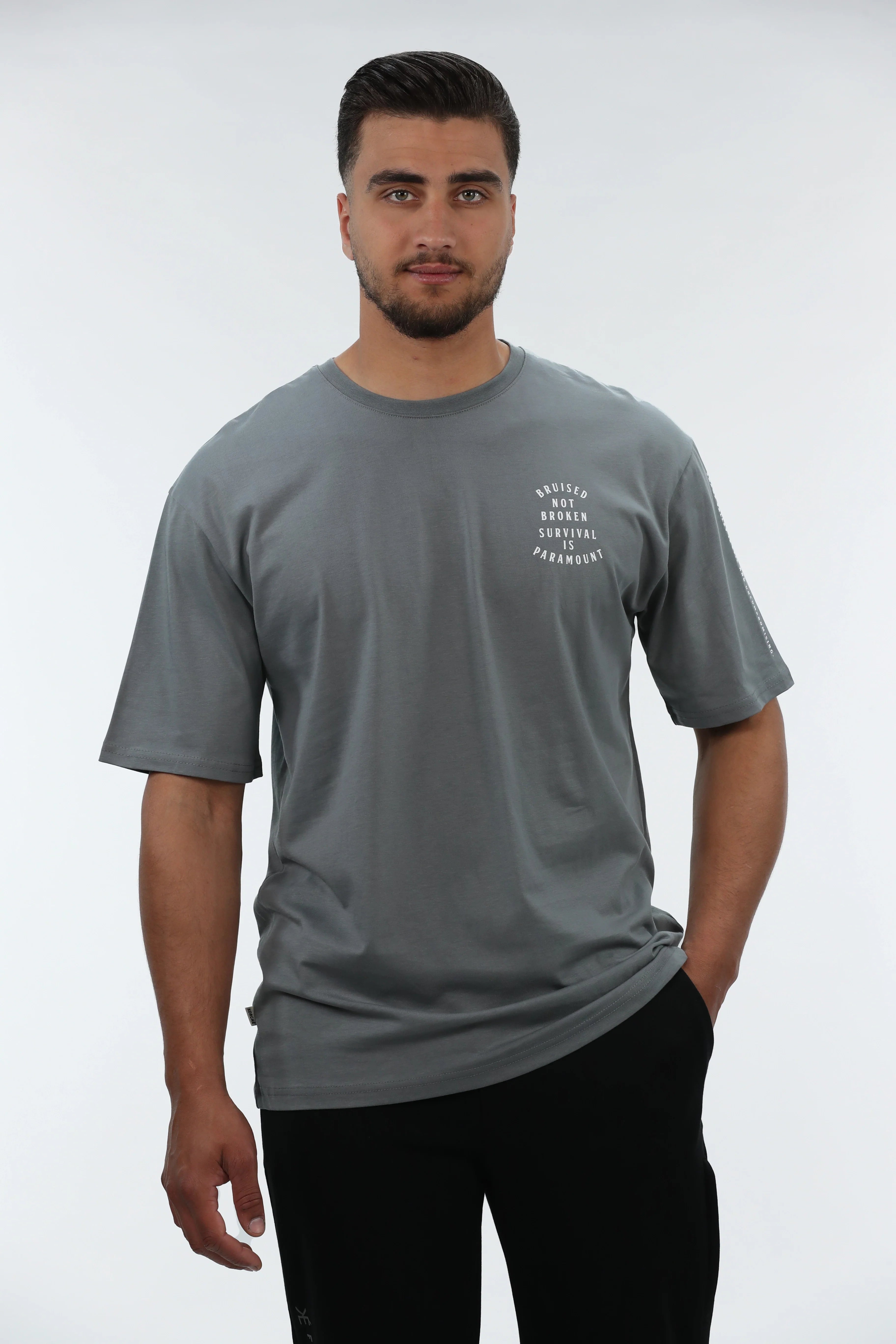 Oversized Grey T-shirt With Front Design
