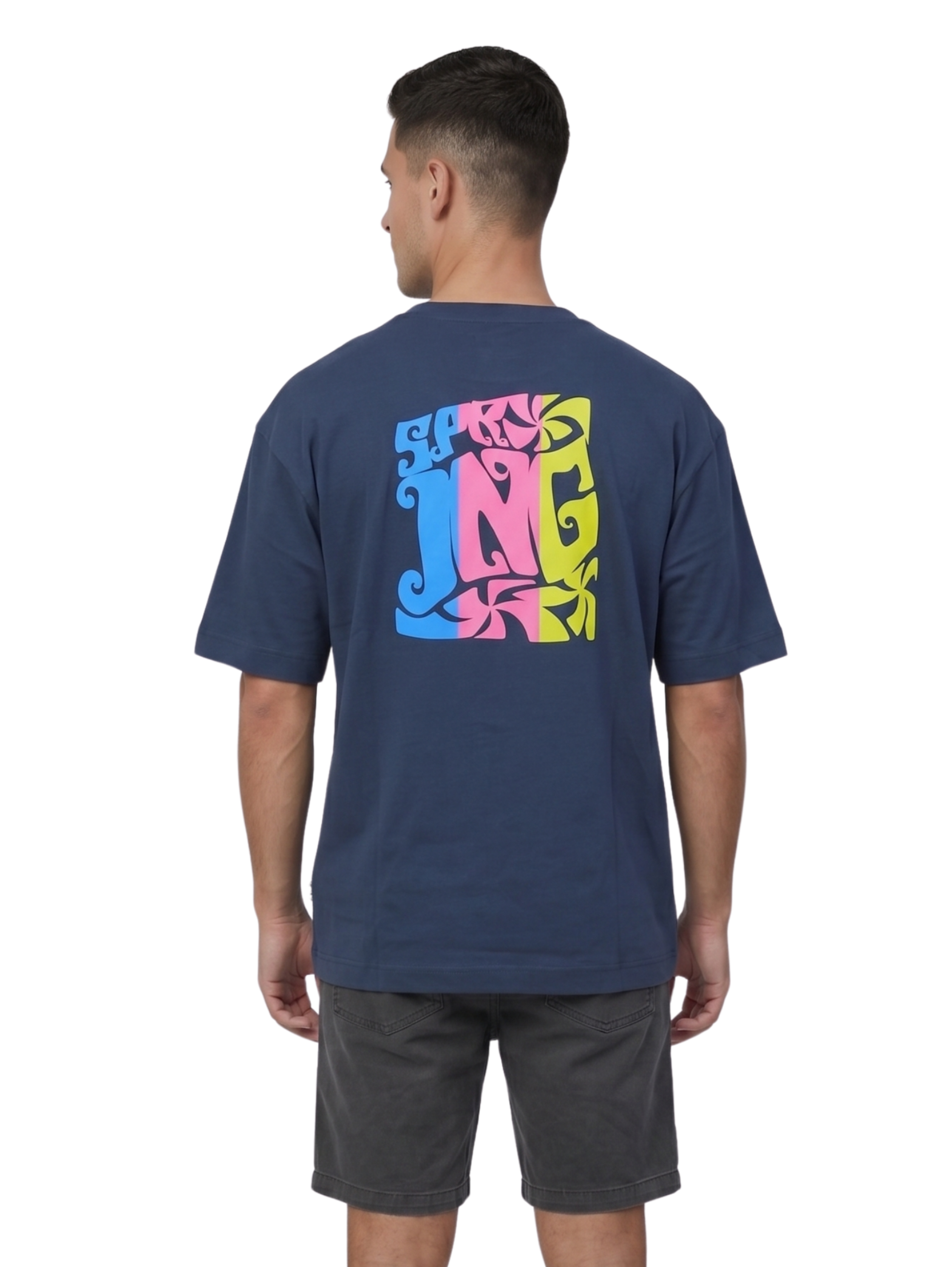 Oversized Navy T-Shirt With Back Design