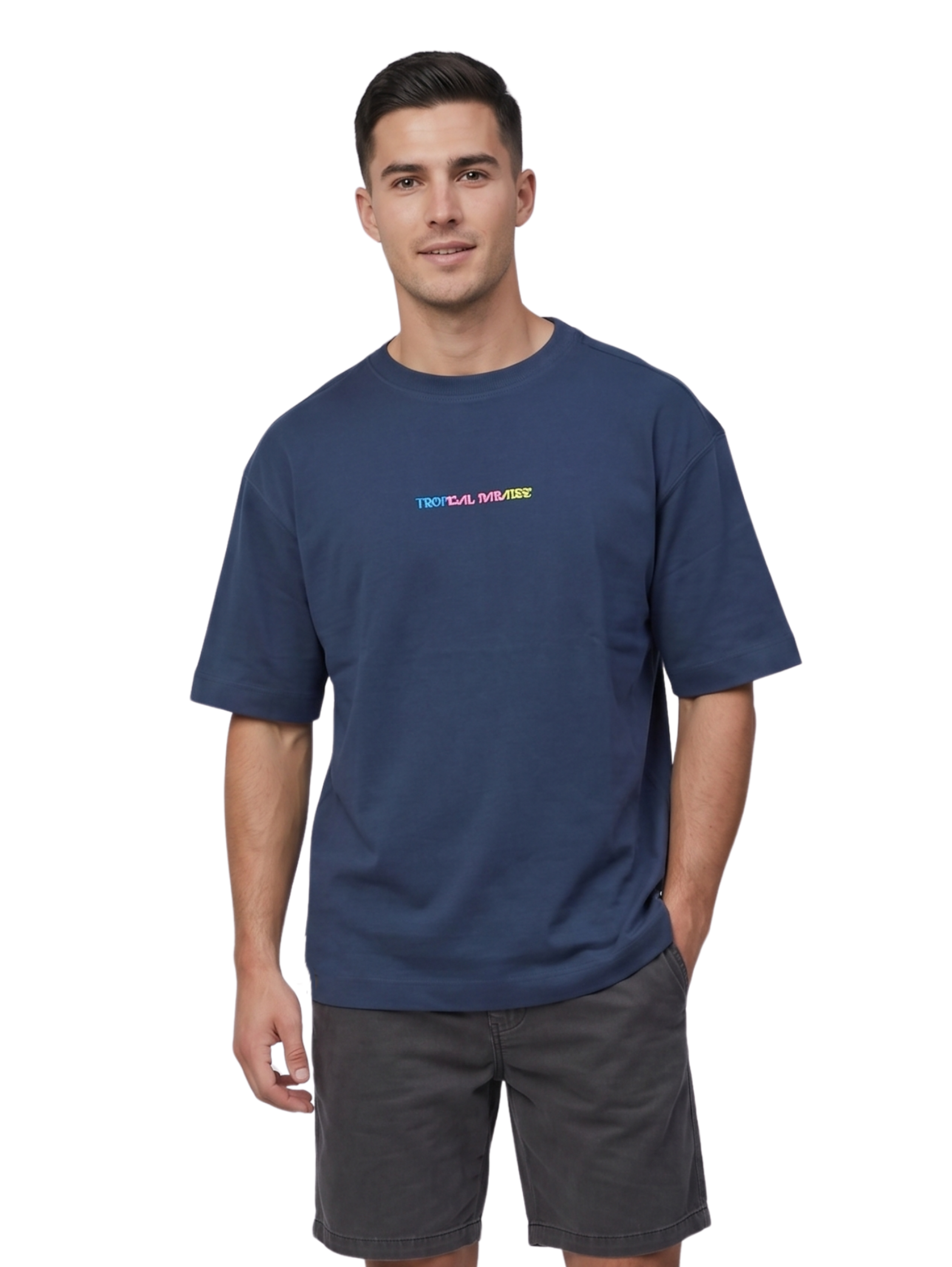 Oversized Navy T-Shirt With Back Design