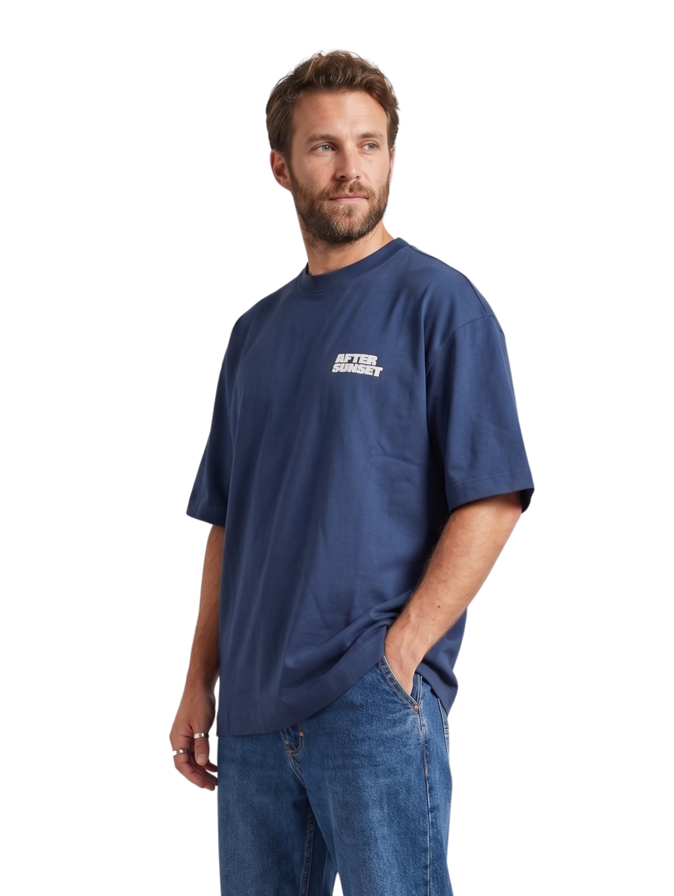 Oversized Navy T-Shirt With Back Design