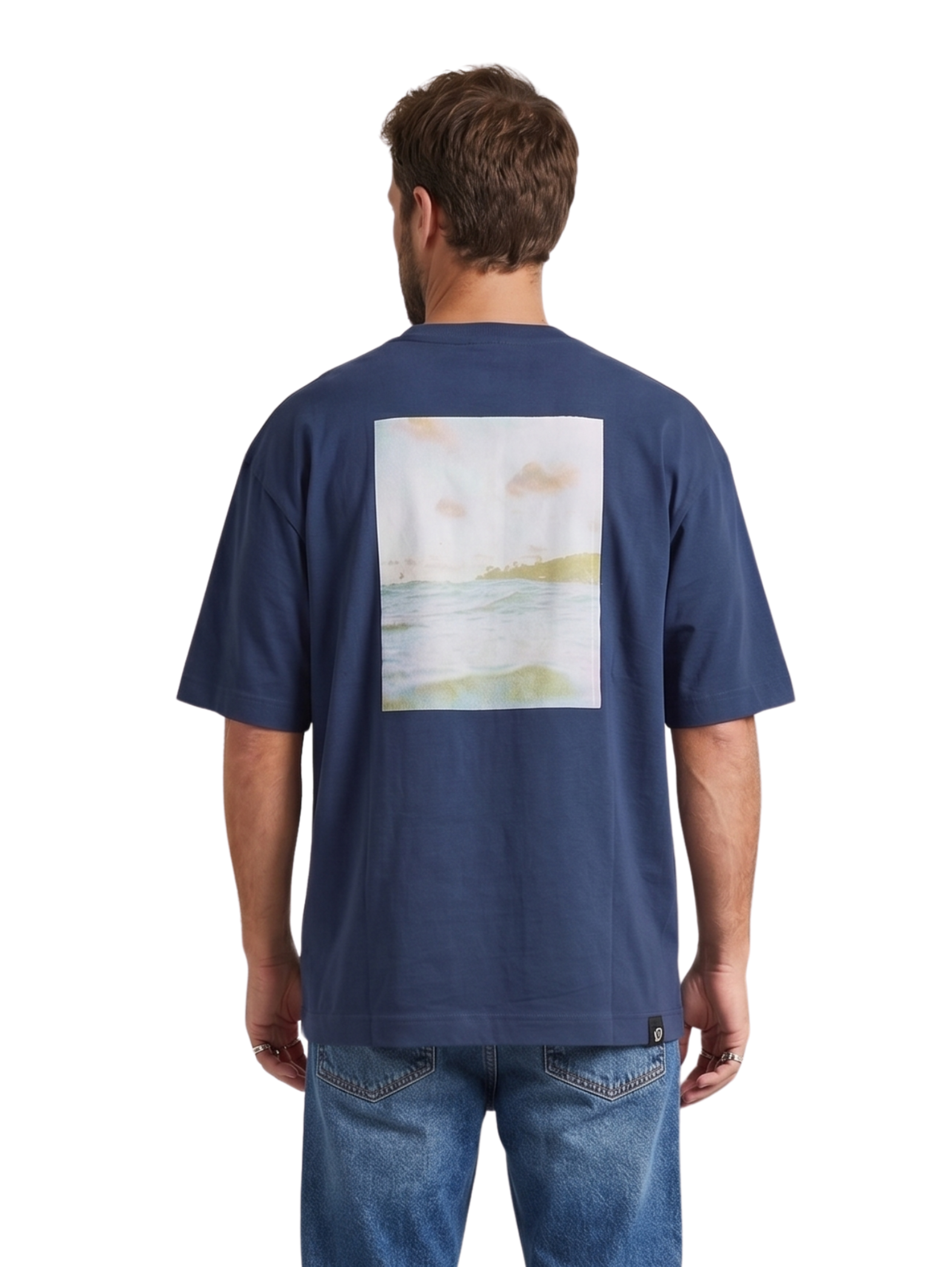 Oversized Navy T-Shirt With Back Design