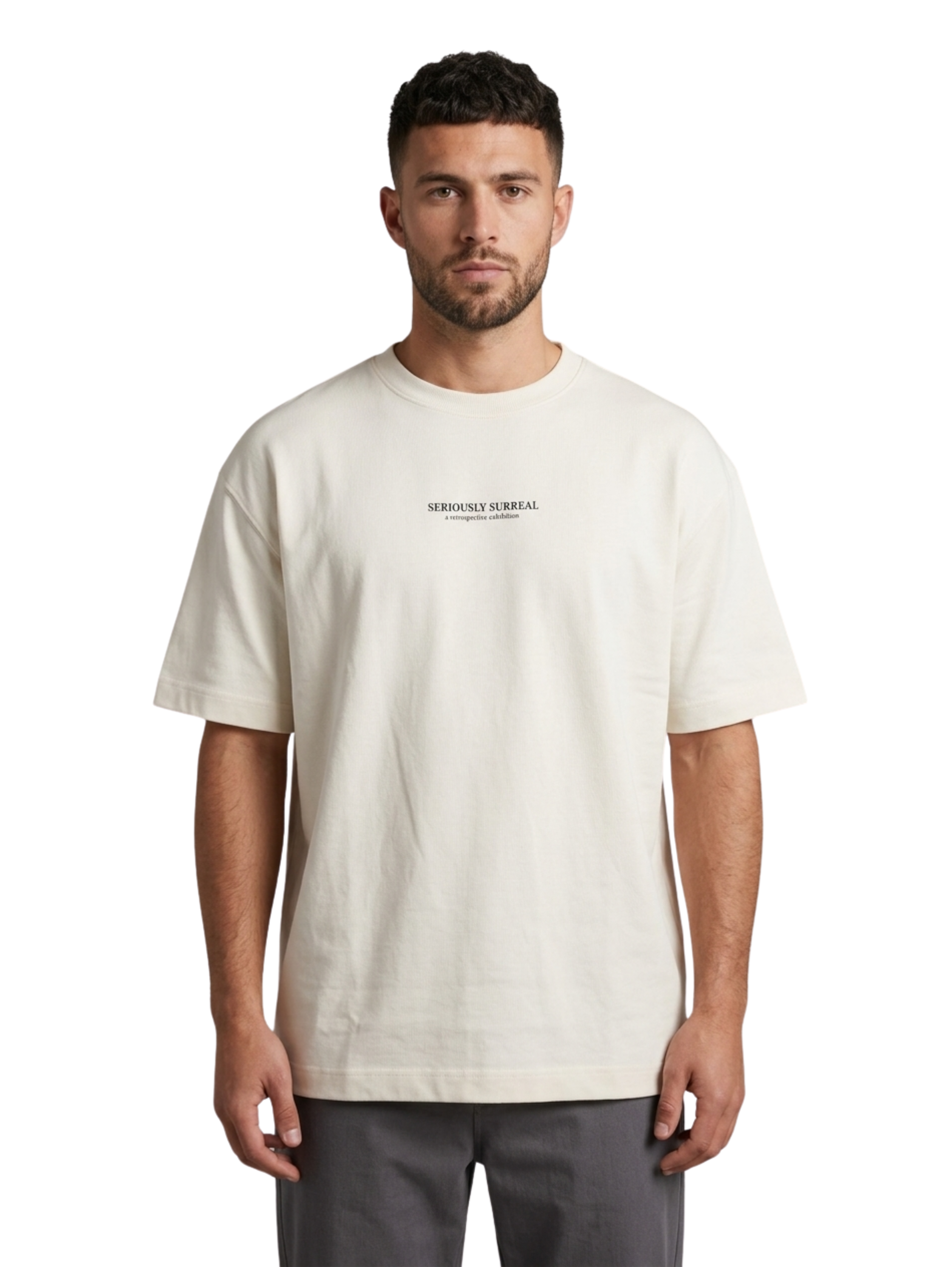 Oversized Milky Round Neck T-Shirt With Back Design
