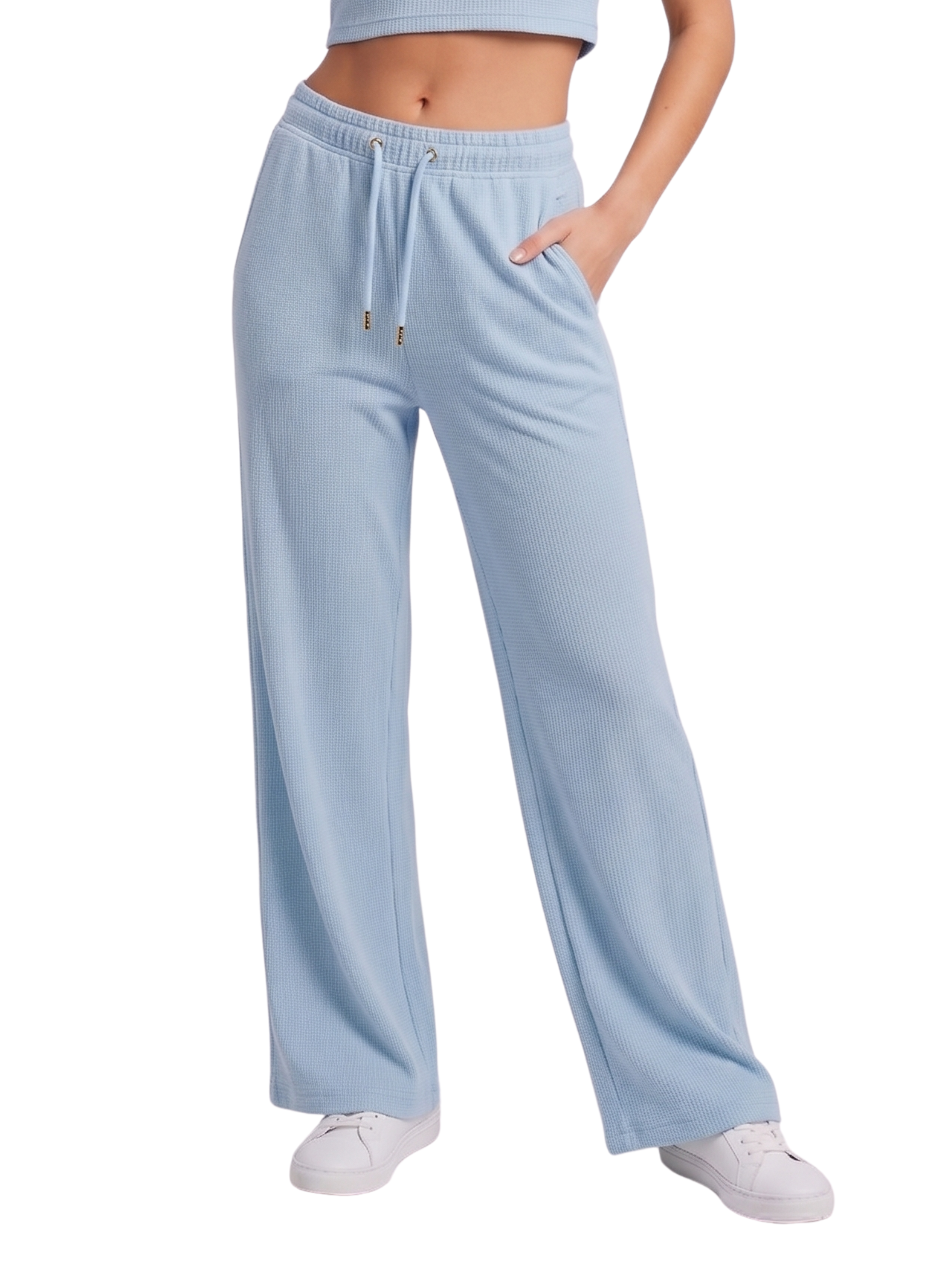 Blue Wide Leg High Waisted Jogger