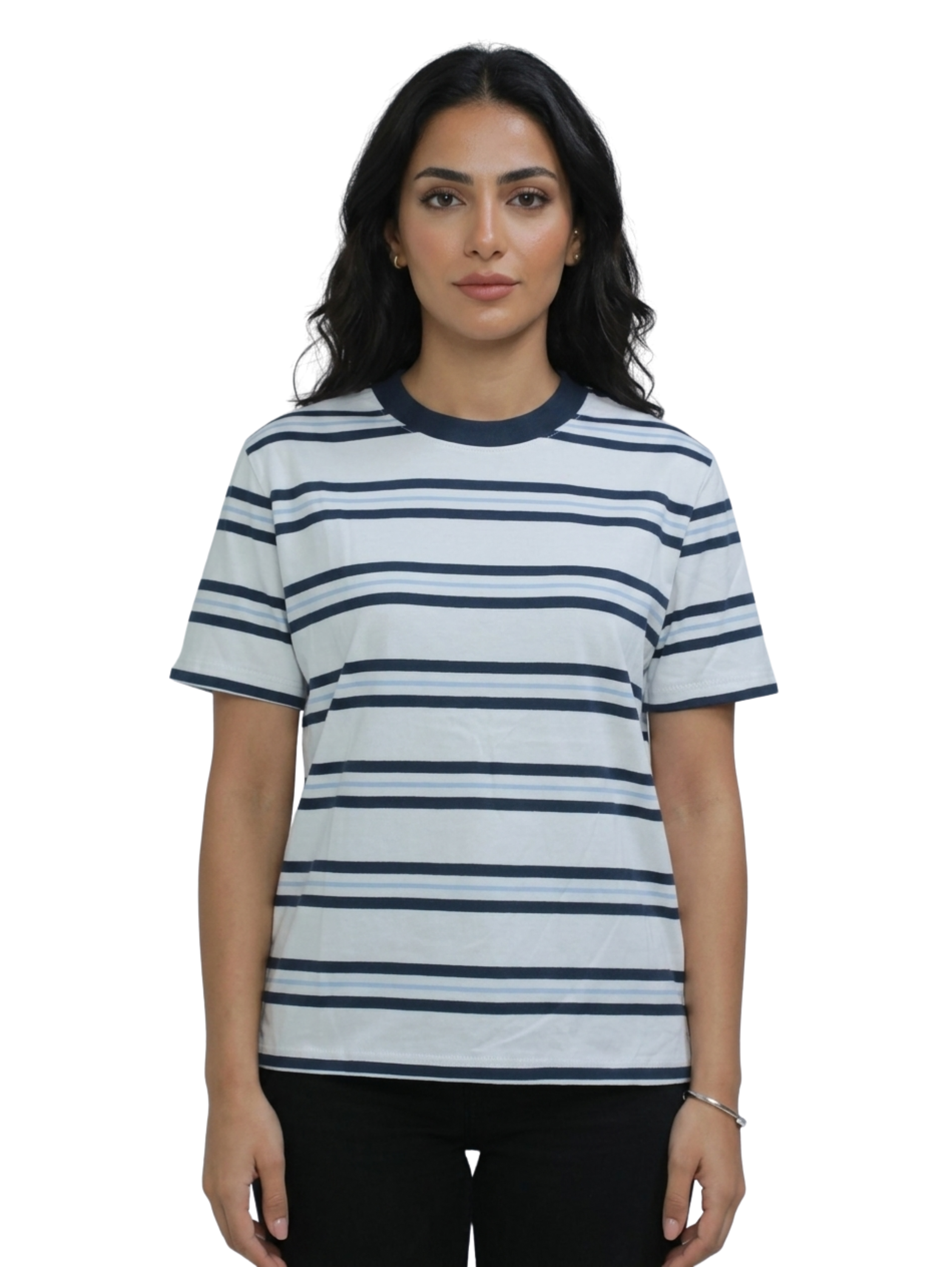 Navy Short Sleeved Striped T-Shirt