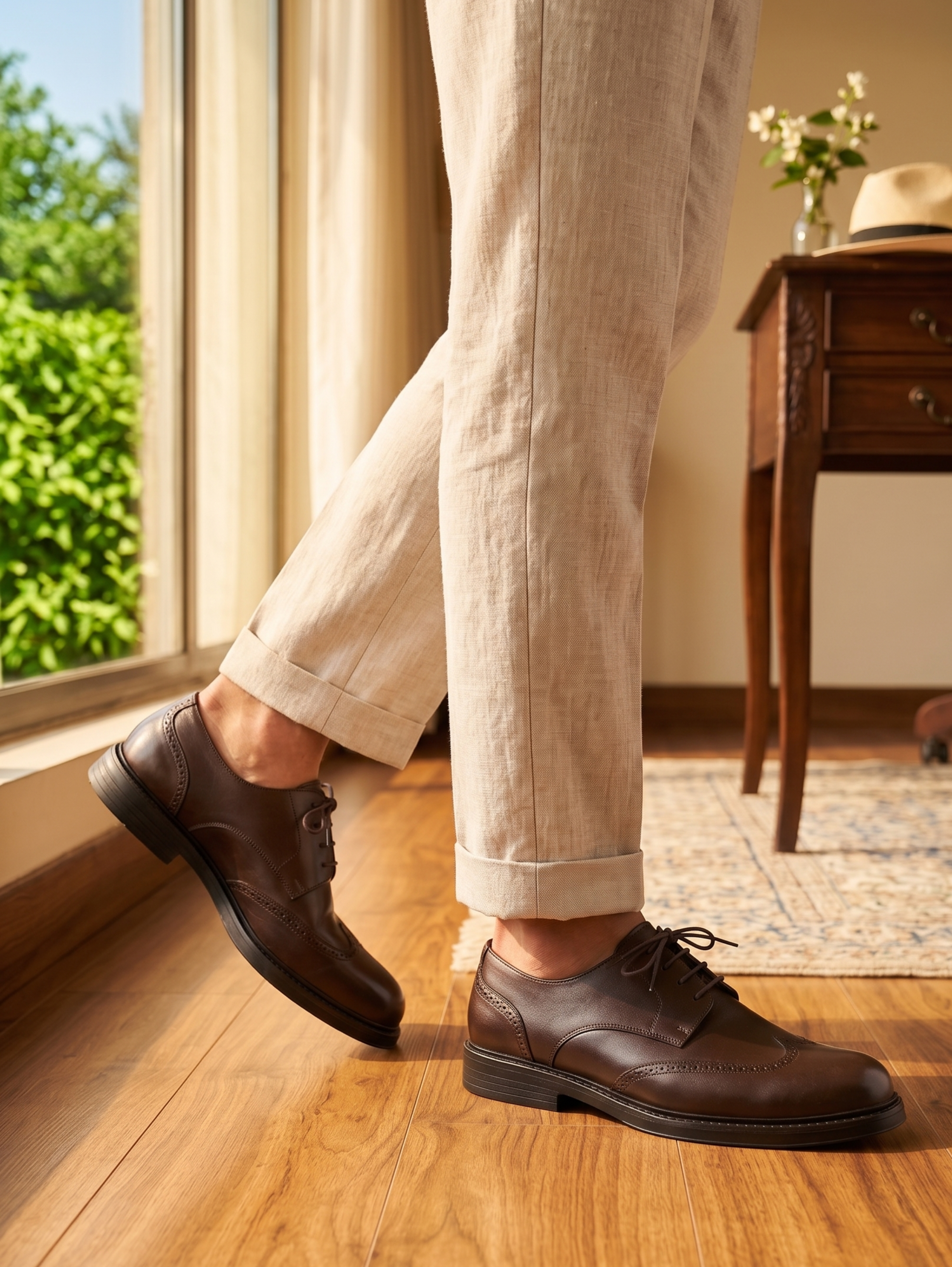 Classic Brown Leather Lace-Up Shoes