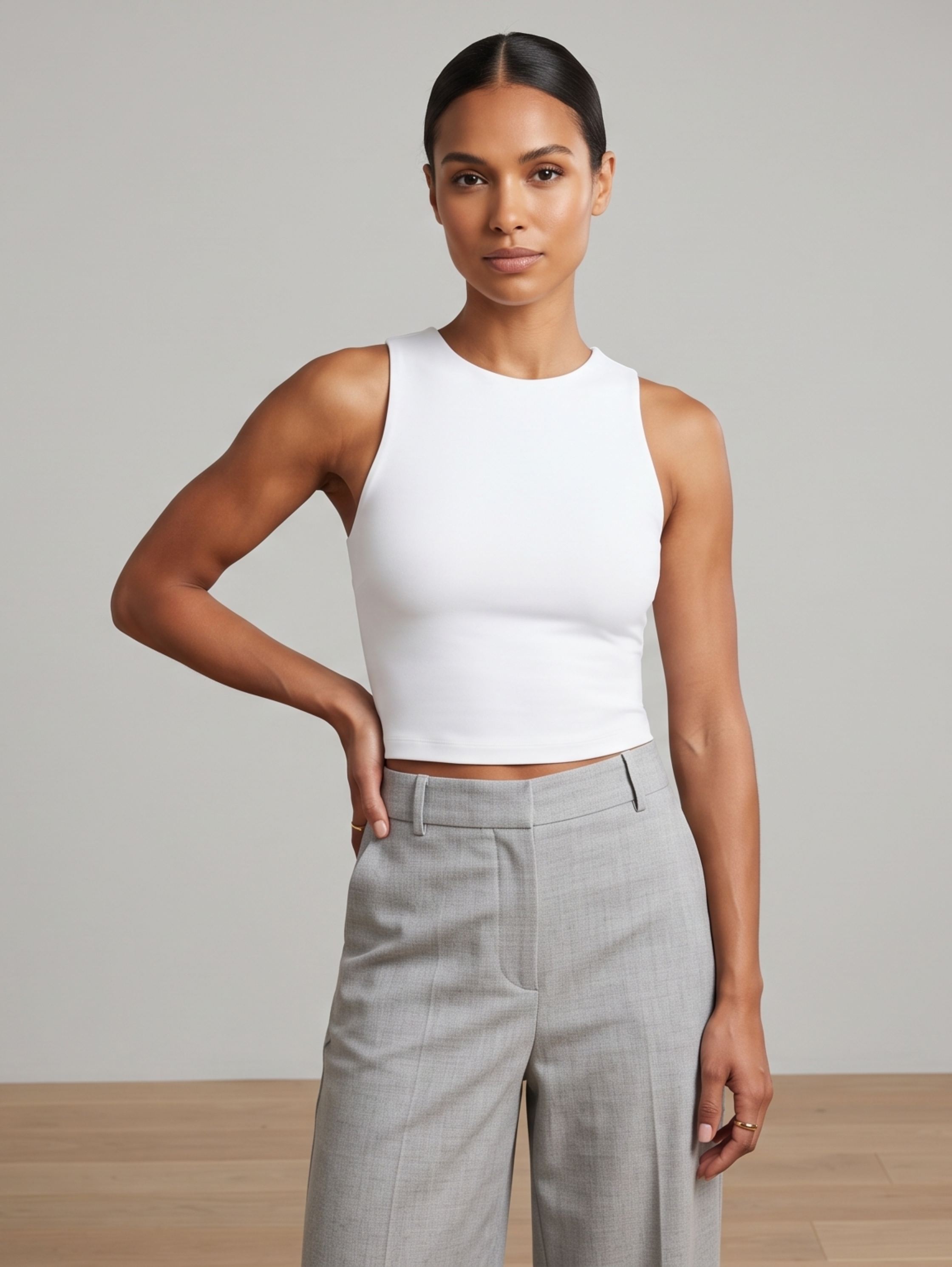 Sleeveless White Basic Top