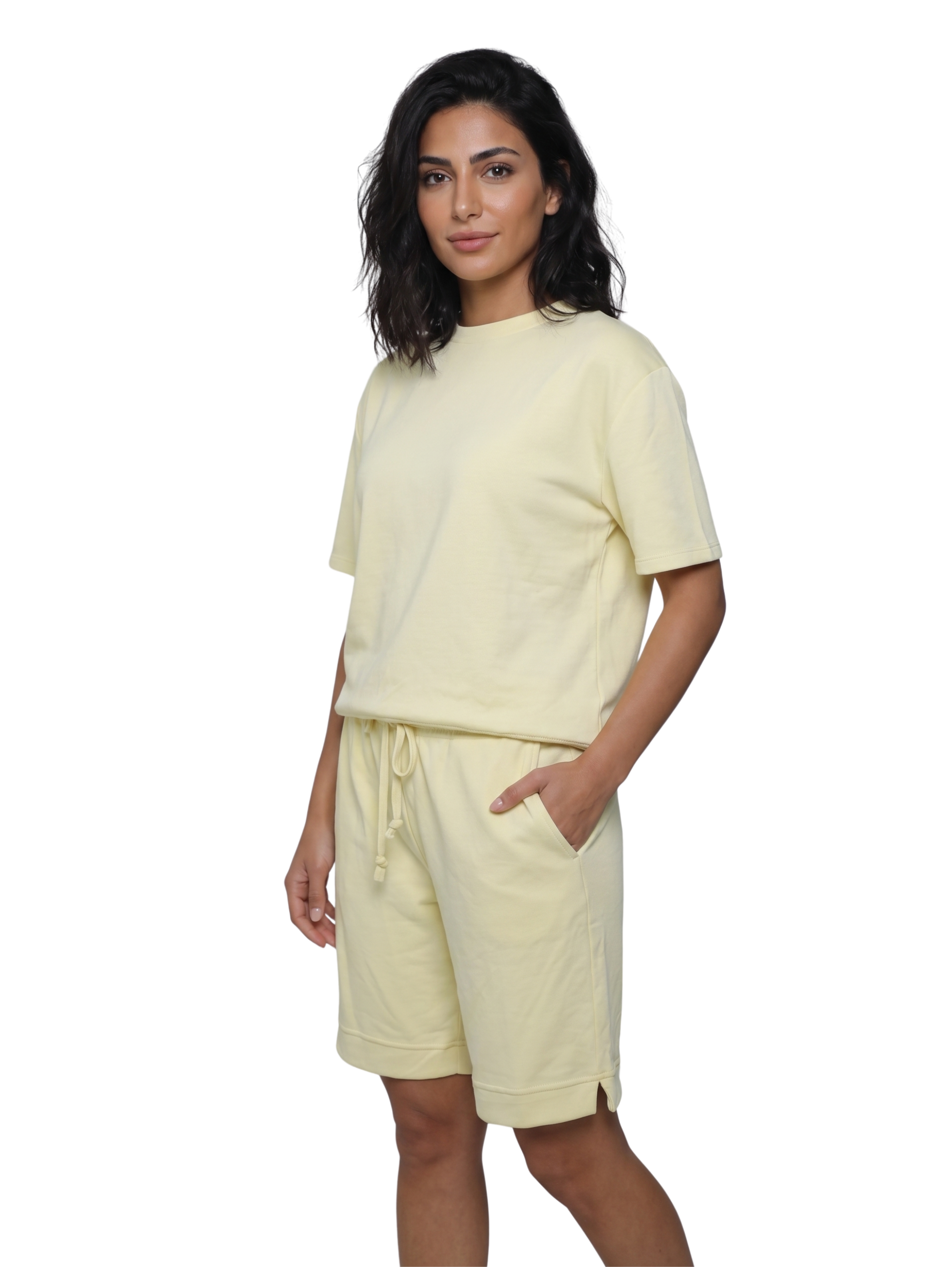 Yellow Two Piece Shorts Set