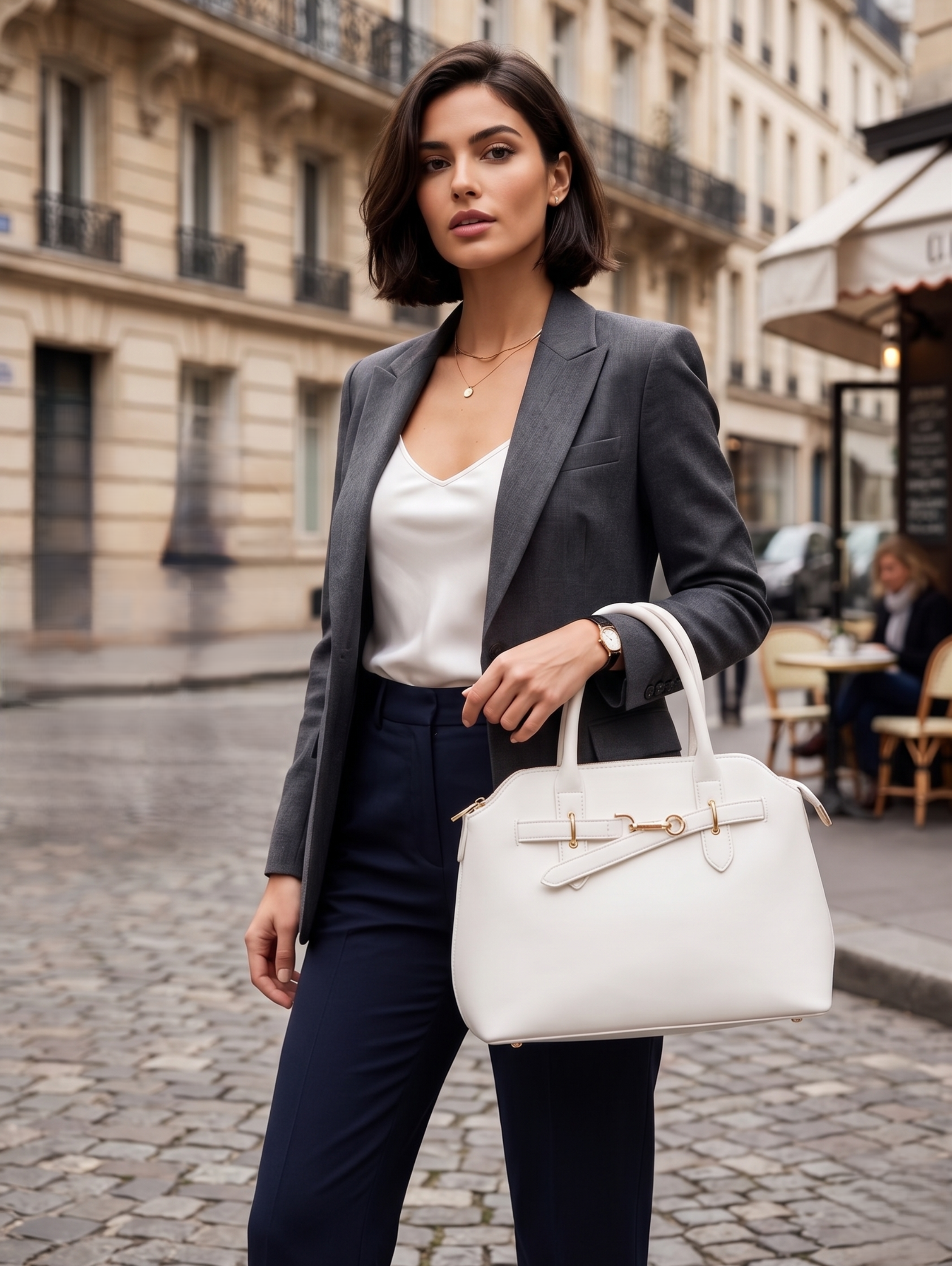 White Chic Strap Front Bag