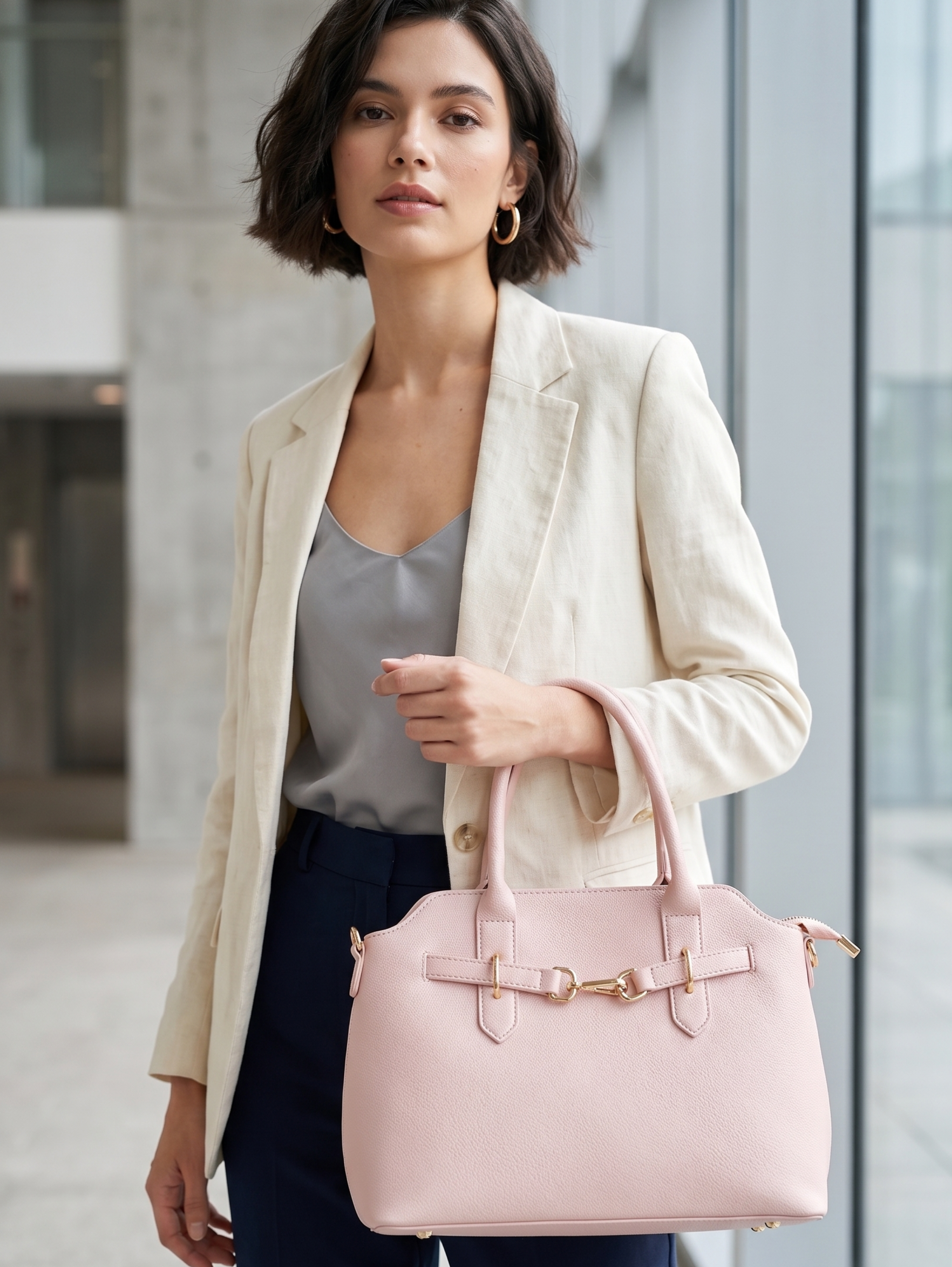 Pink Chic Strap Front Bag