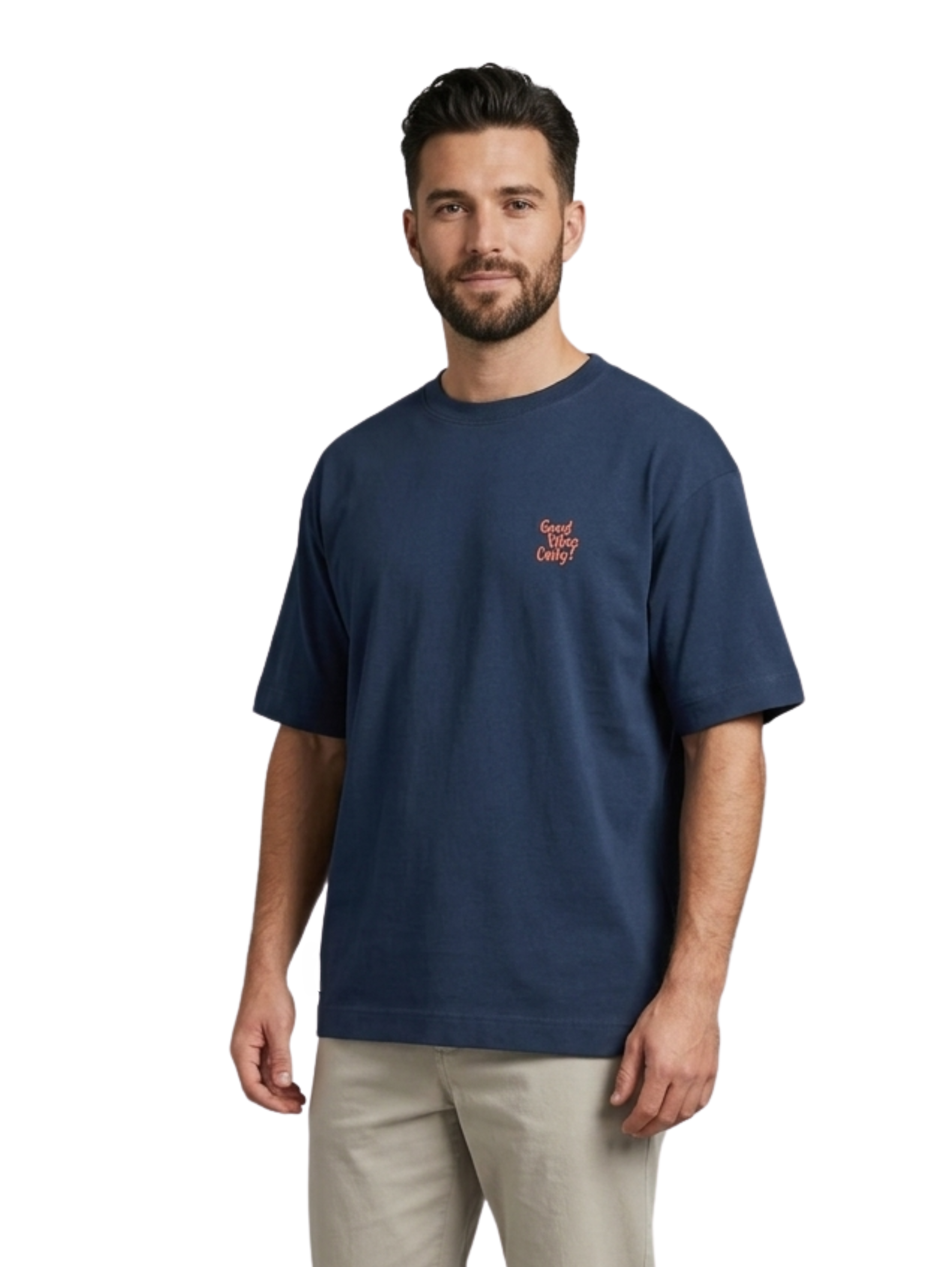 Oversized Navy T-Shirt With Back Design