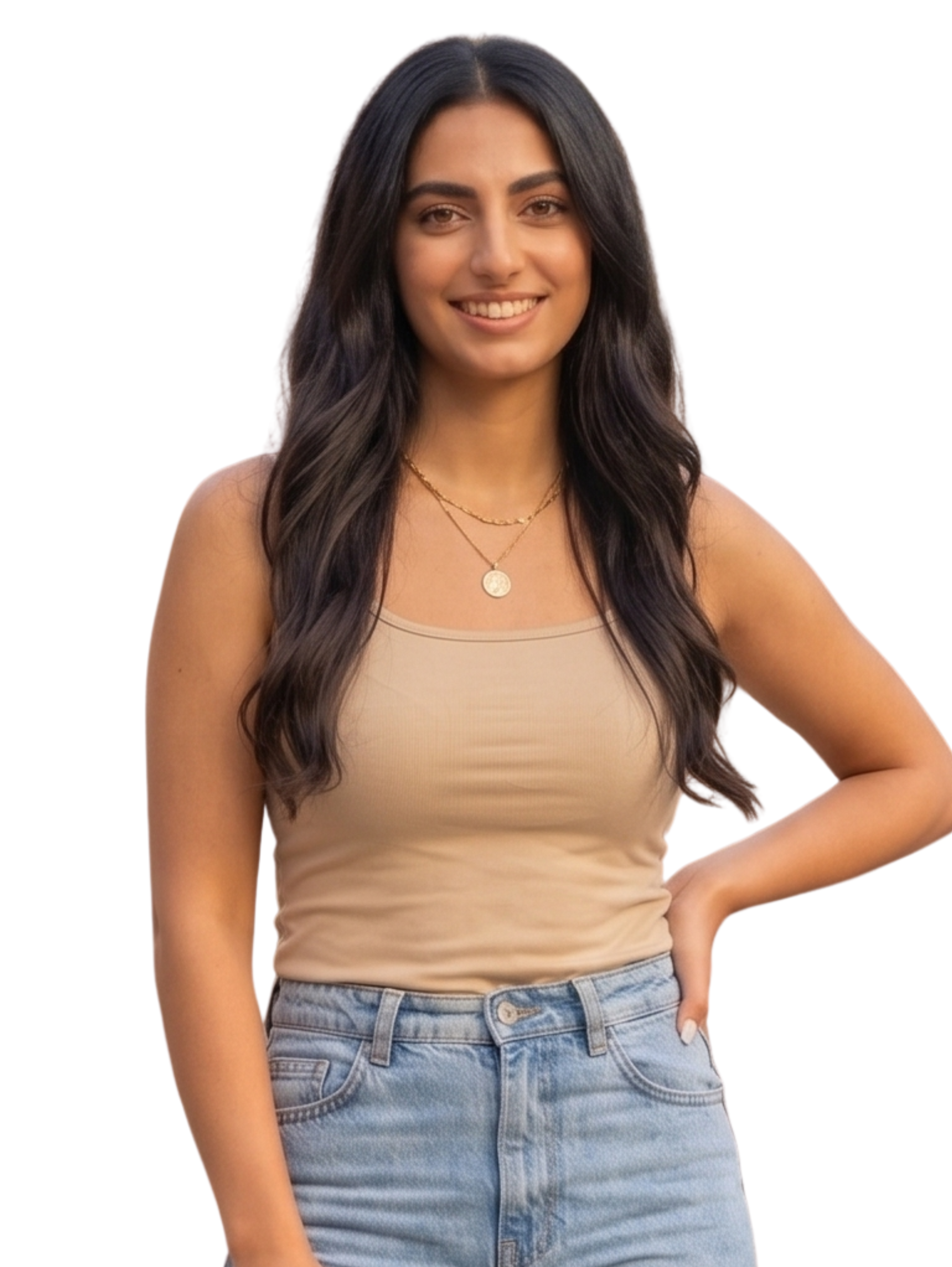 Light Beige Sleeveless Basic Square Neck Top
