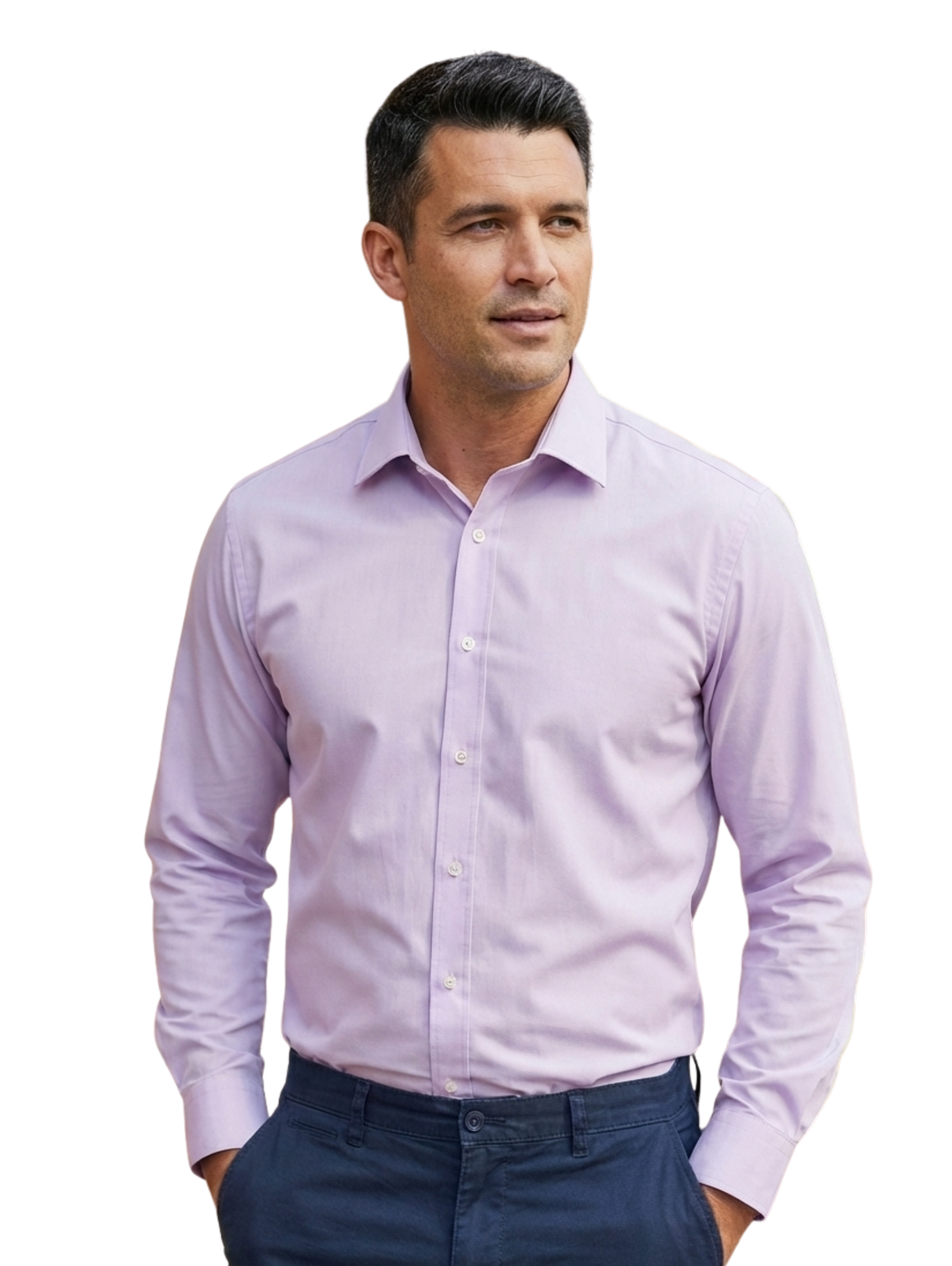 Light Purple Long Sleeved Slim Fit Classic Shirt