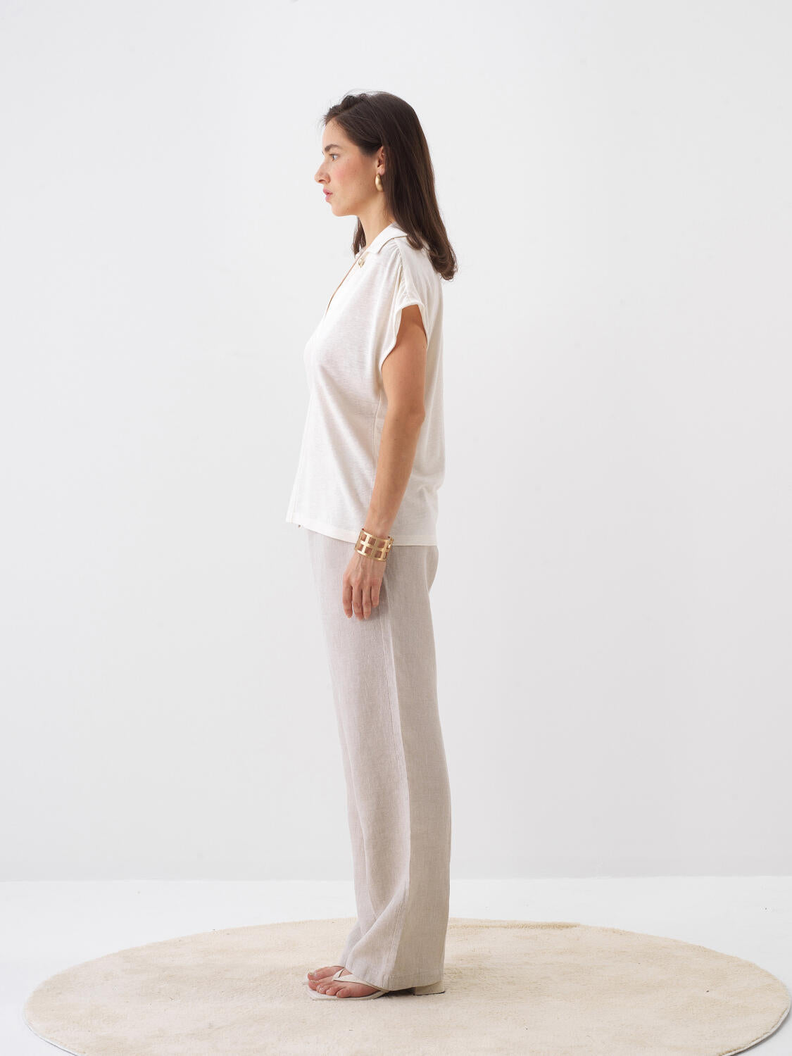Xint Oversize Beige Linen Blouse