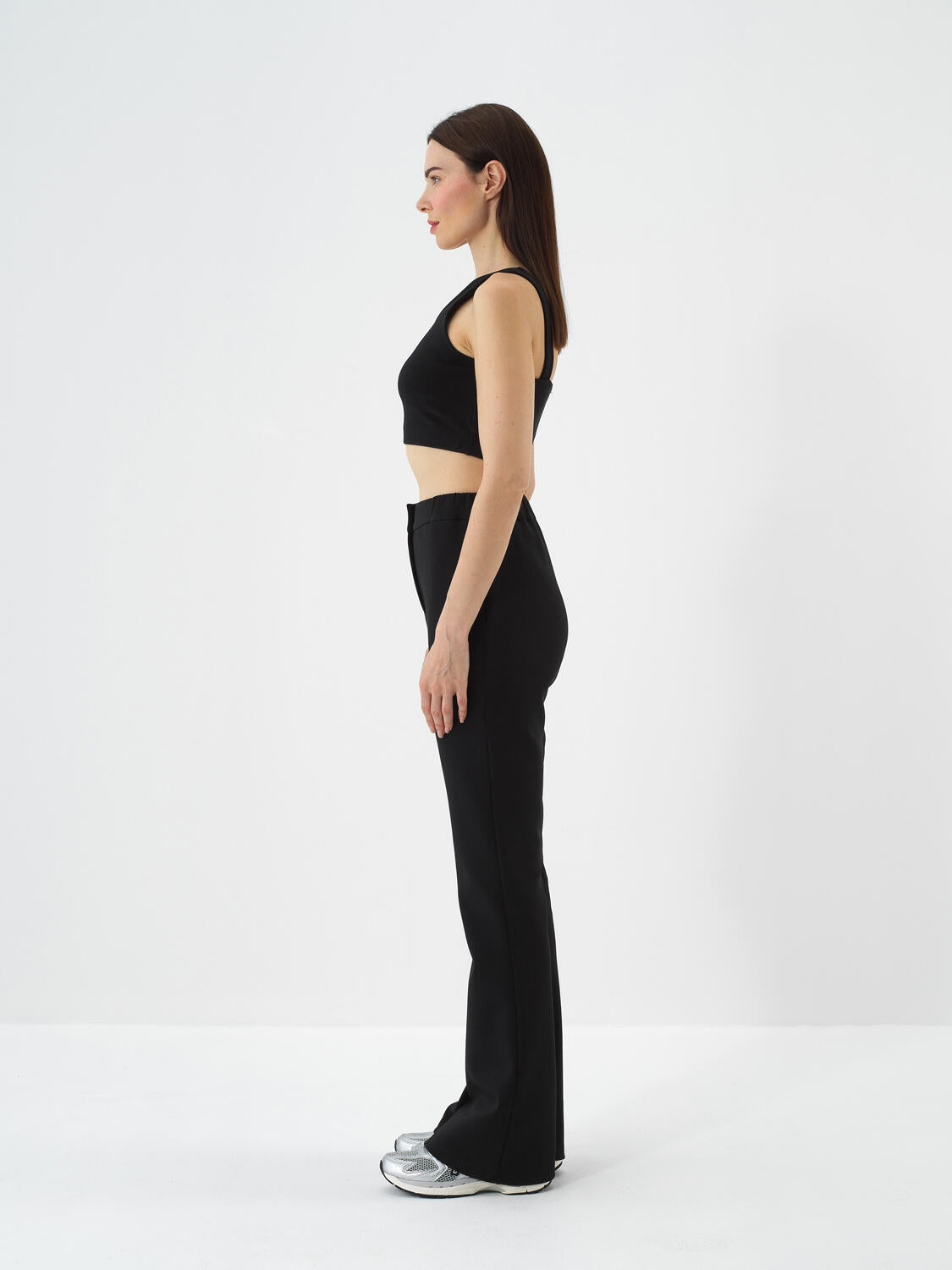 Xint Black Cotton Textured Regular Fit Crop Top