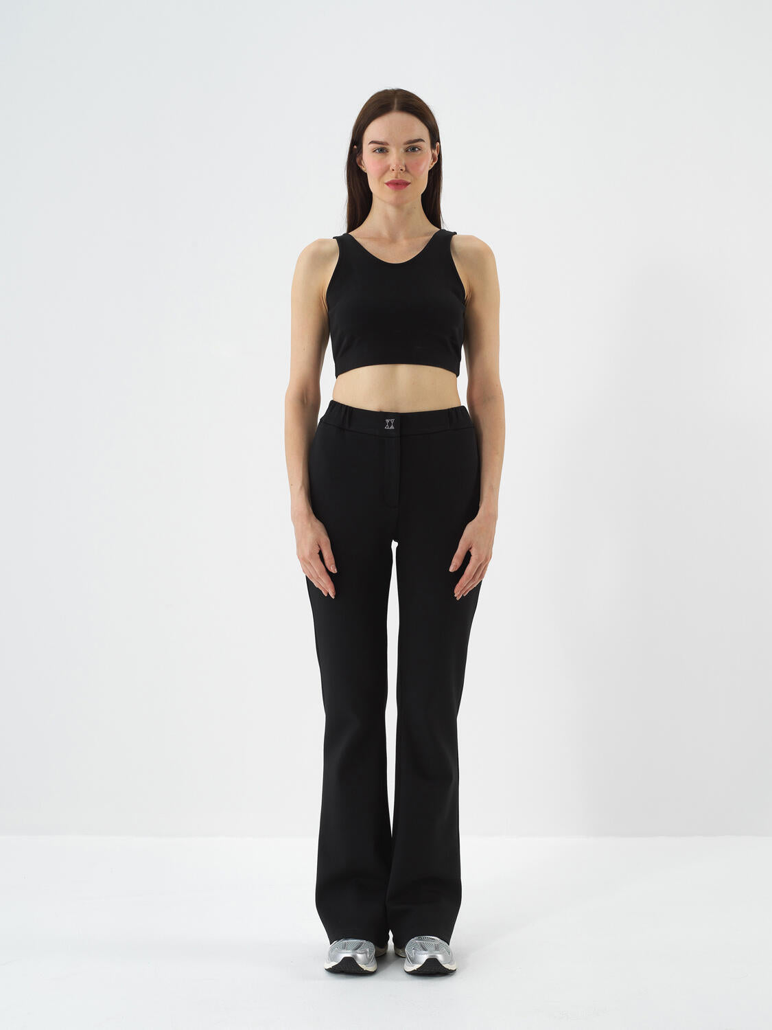 Xint Black Cotton Textured Regular Fit Crop Top