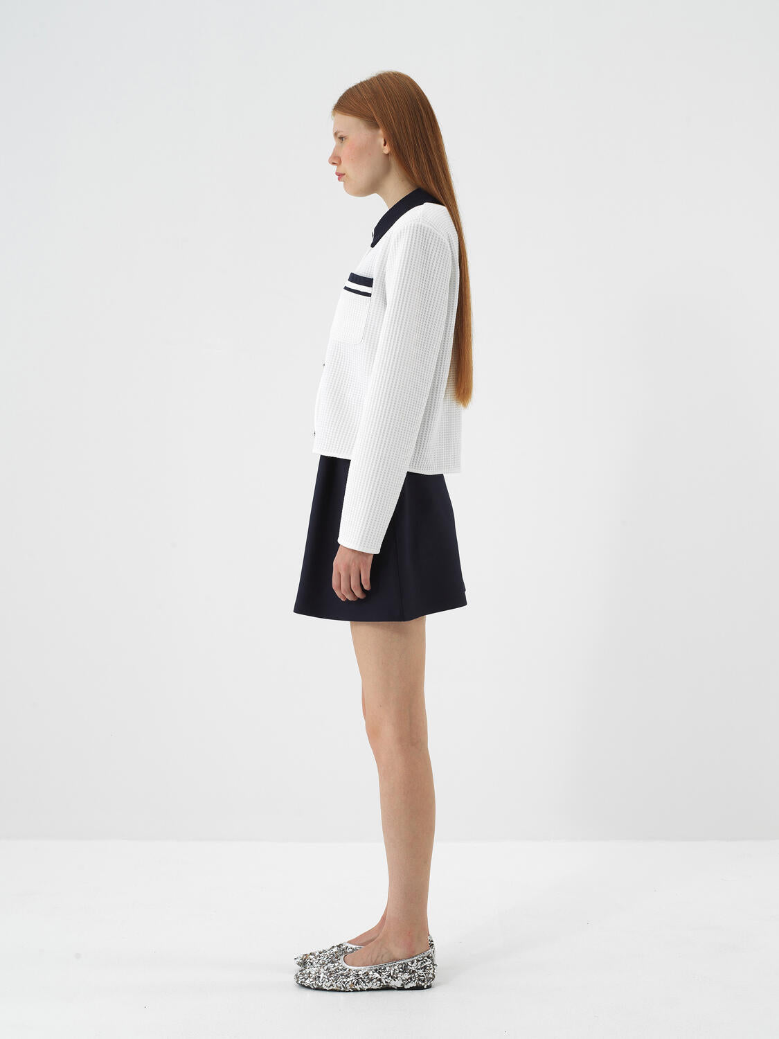 Xint White Modern Plaid Regular Fit Jacket