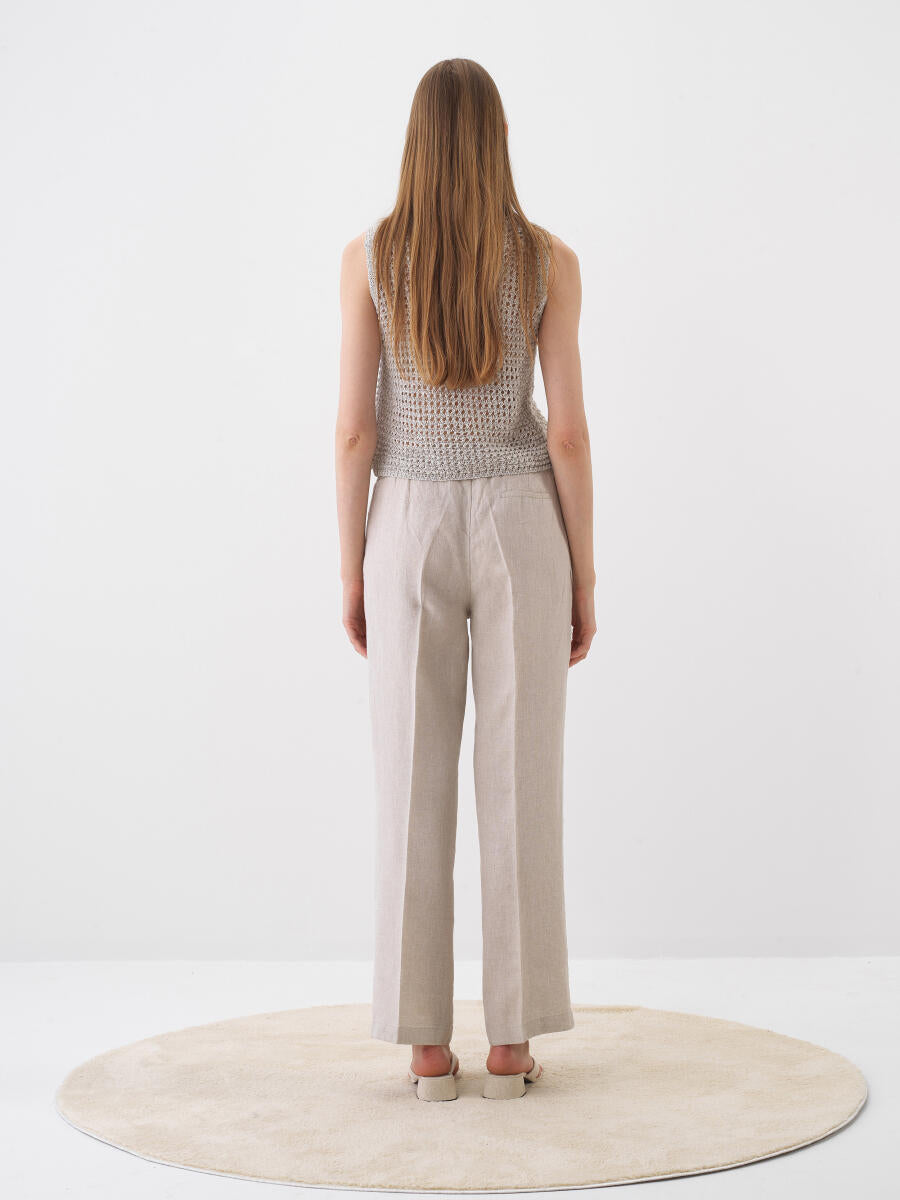 Xint Oversized Beige Linen Pant