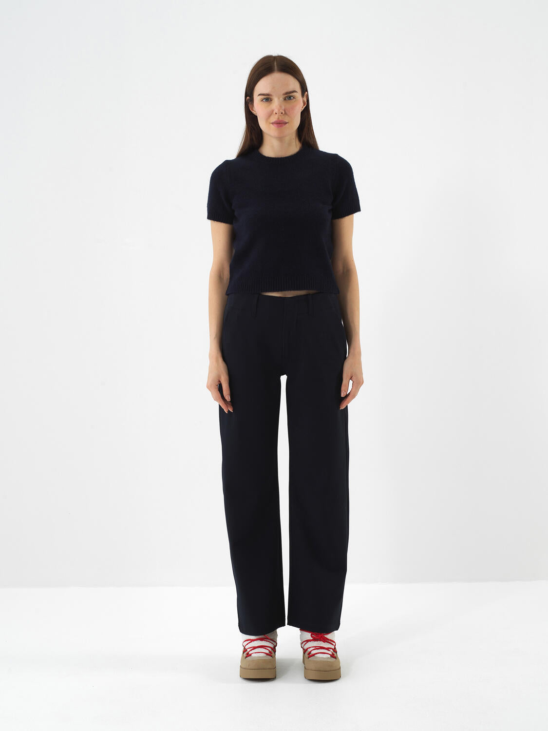 Xint Navy Flexible Textured Regular Fit Pant