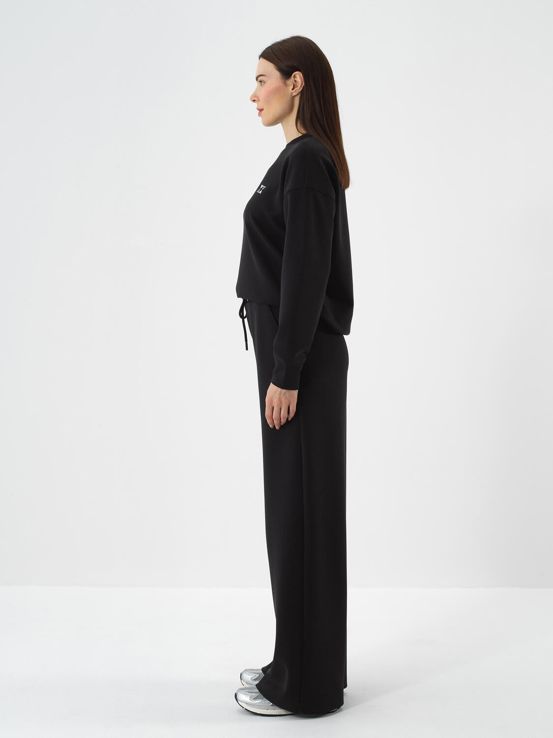 Xint Black Modal Textured Oversized Pant