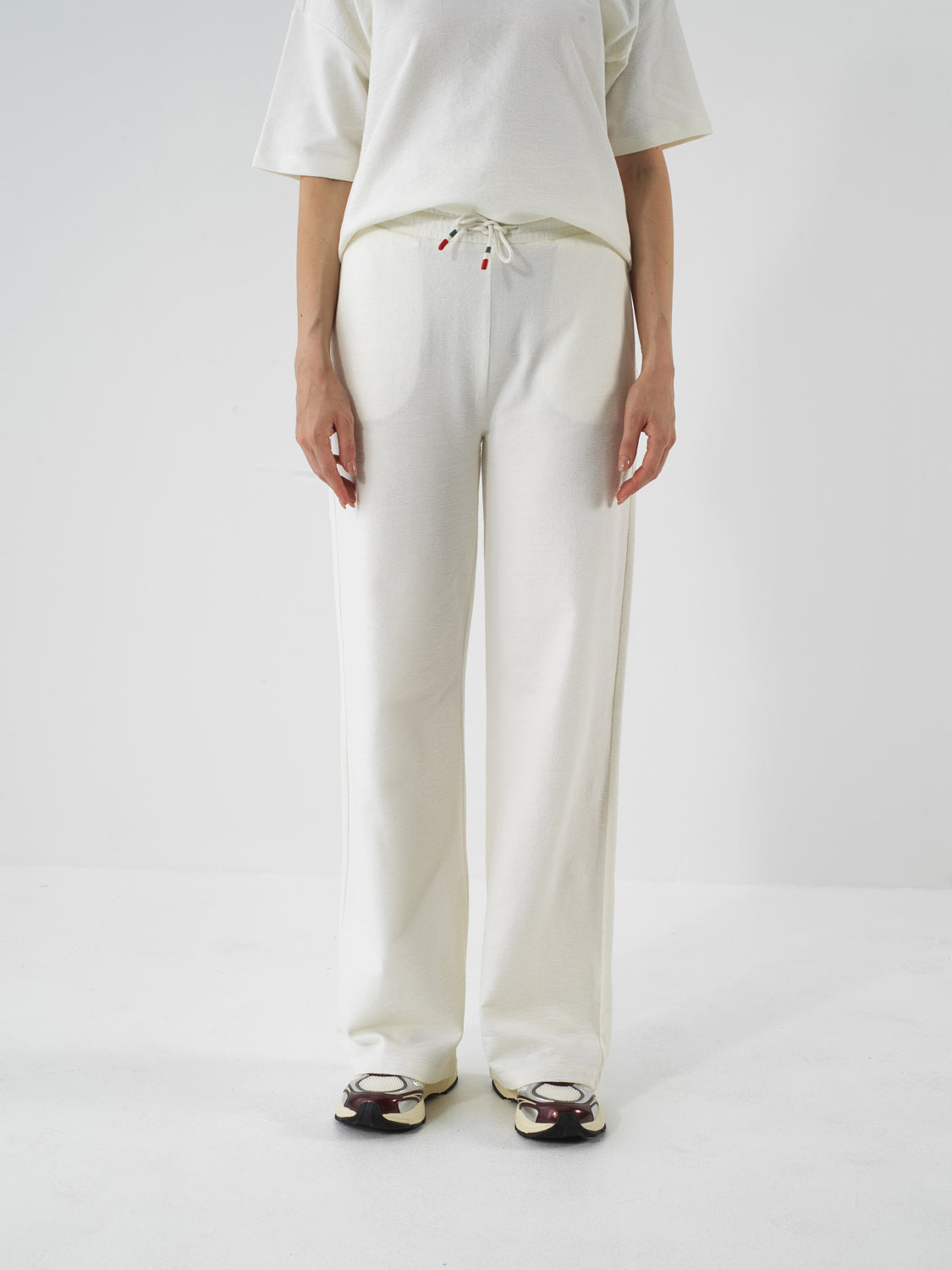 Xint Offwhite Cotton Textured Oversized Pant