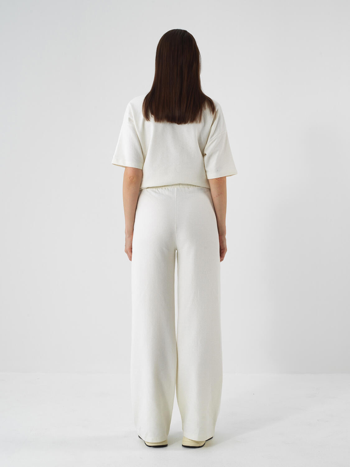 Xint Offwhite Cotton Textured Oversized Pant
