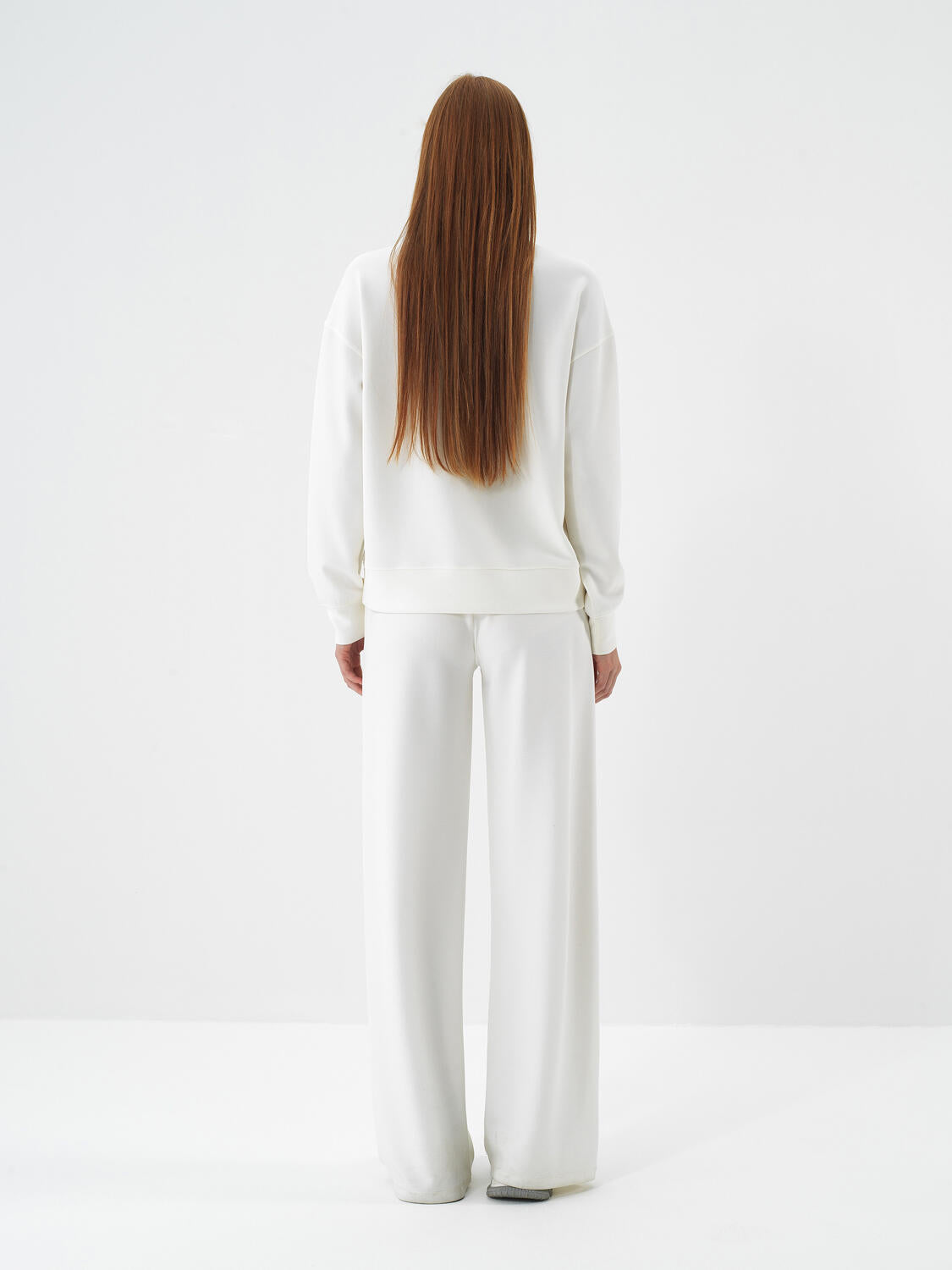 Xint Offwhite Modal Textured Oversized Pant
