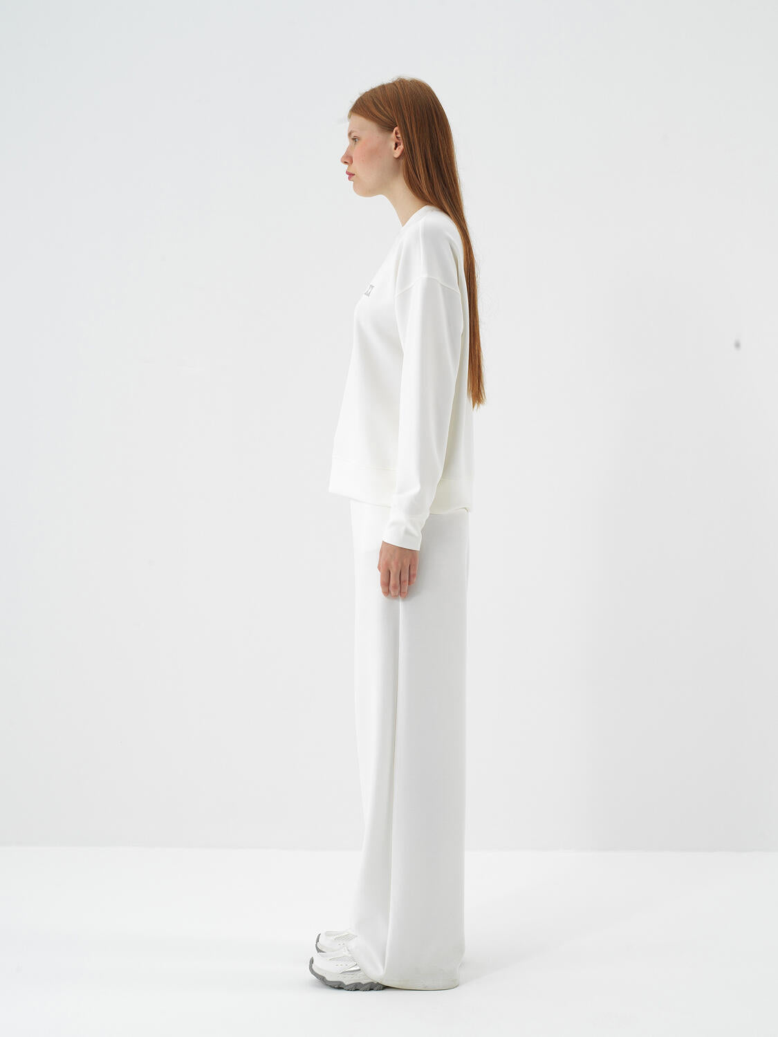 Xint Offwhite Modal Textured Oversized Pant