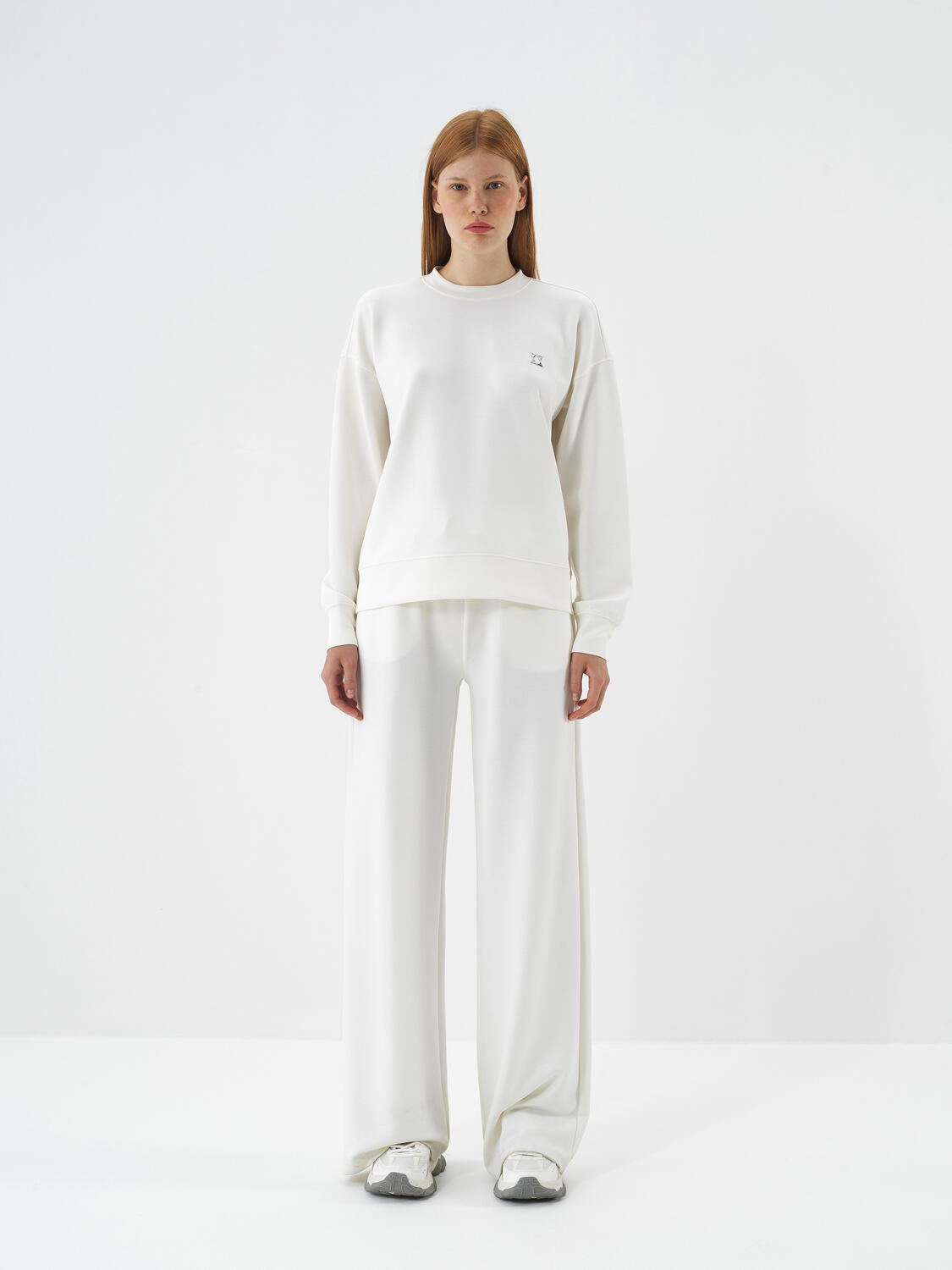 Xint Offwhite Modal Textured Oversized Pant