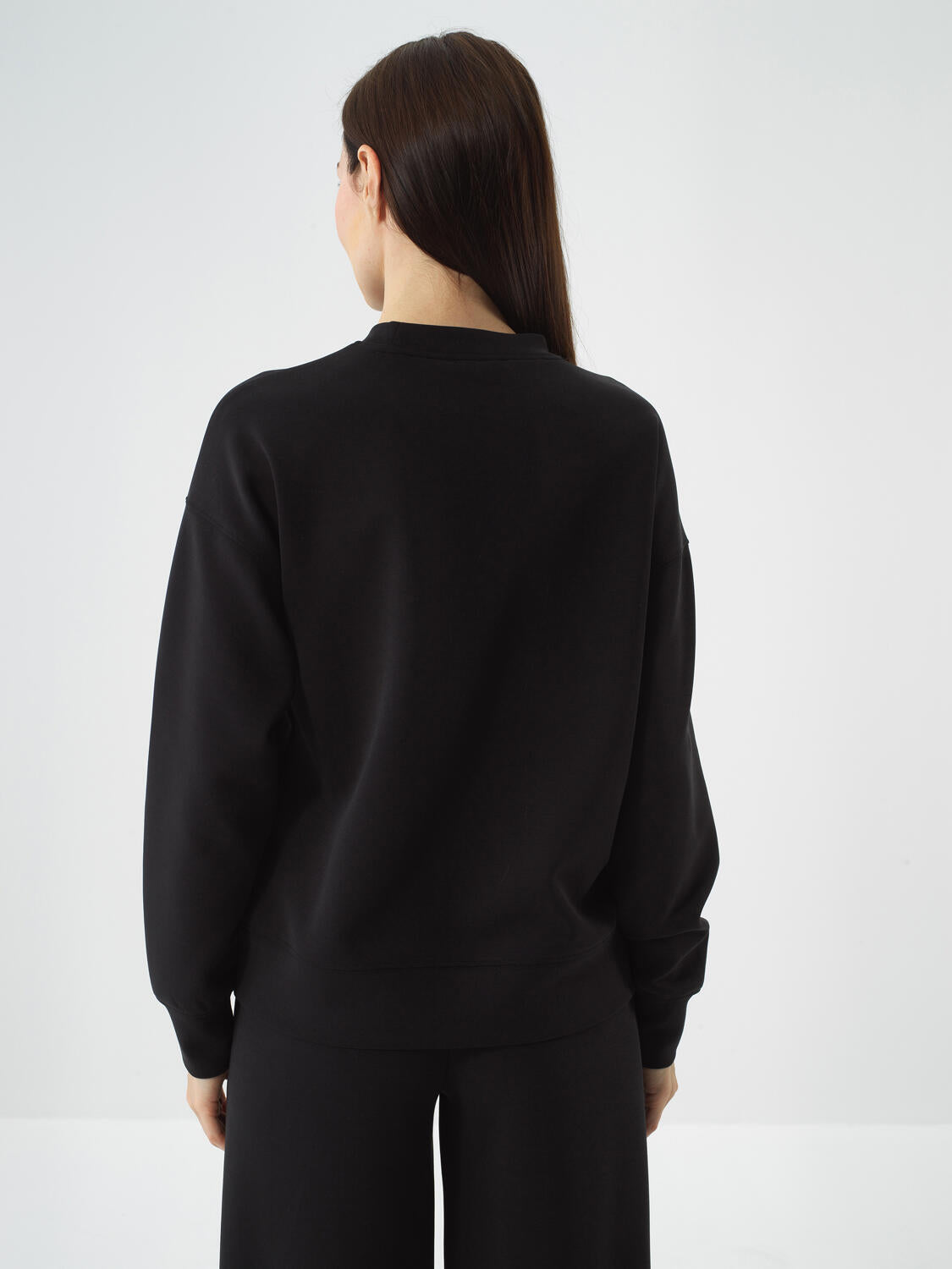 Xint Black Modal Textured Oversized Pullover