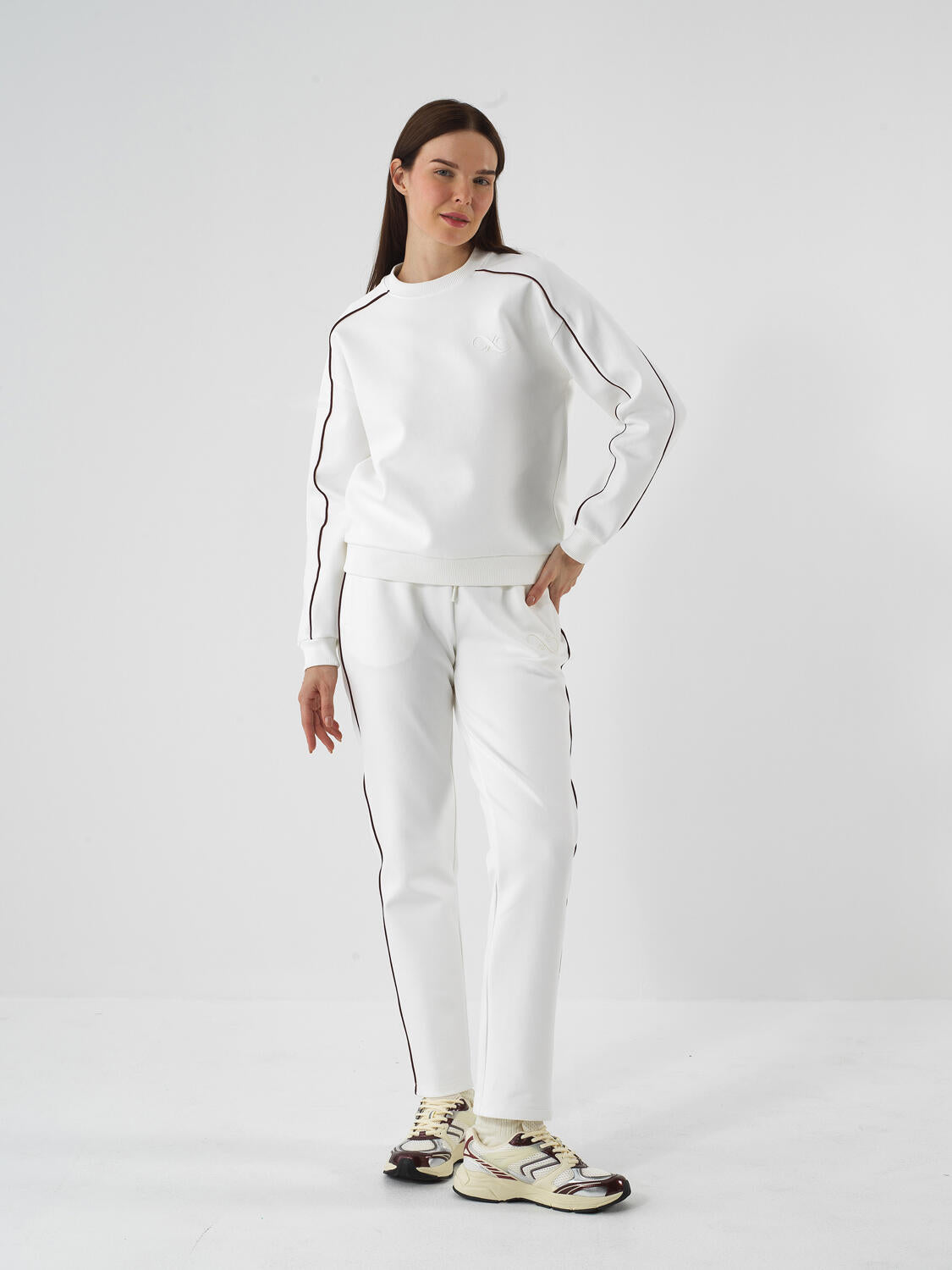 Xint Offwhite Cotton Textured Oversized Pullover