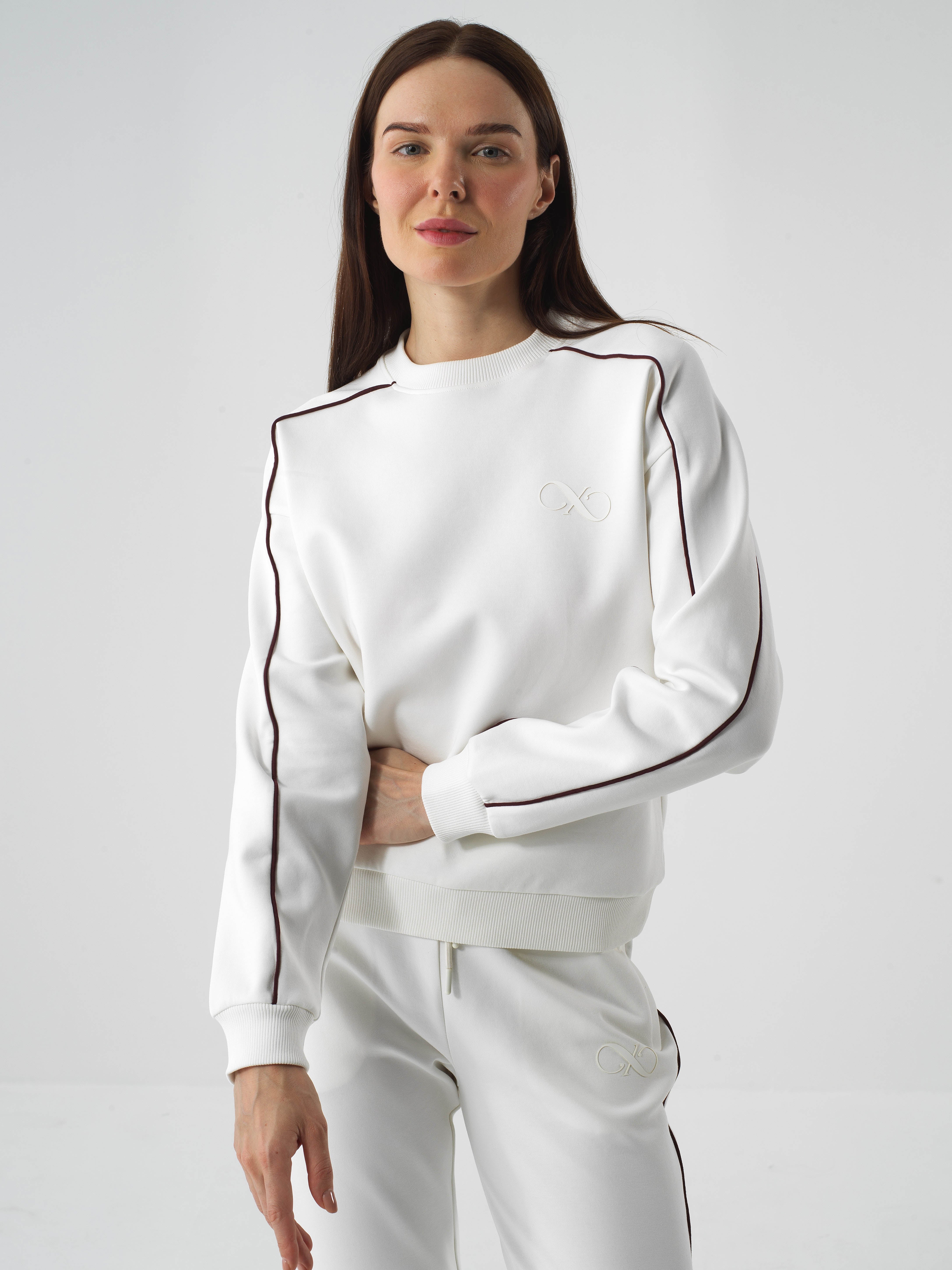 Xint Offwhite Cotton Textured Oversized Pullover