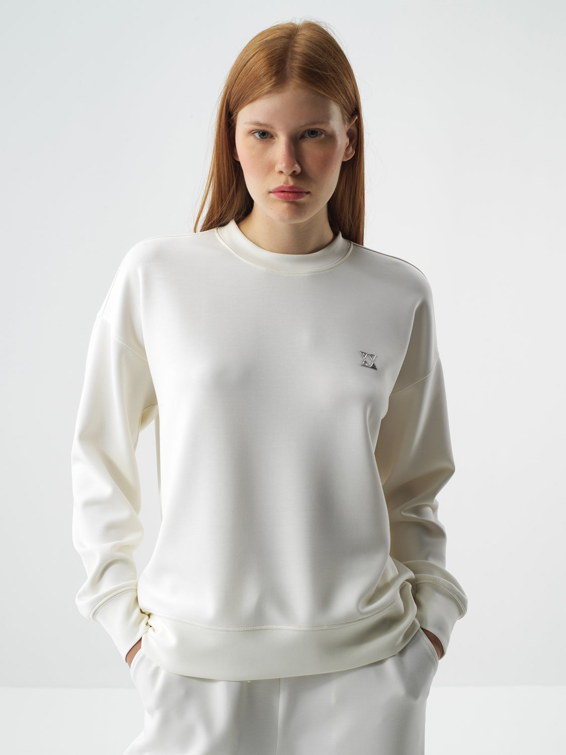 Xint Offwhite Modal Textured Oversized Pullover