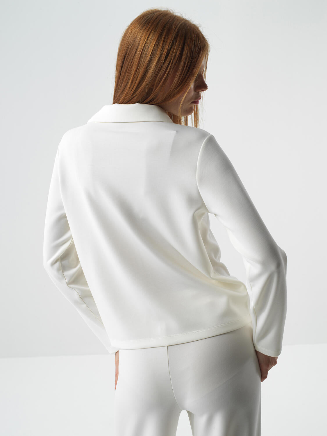 Xint Modal Textured Regular Fit Offwhite Jacket