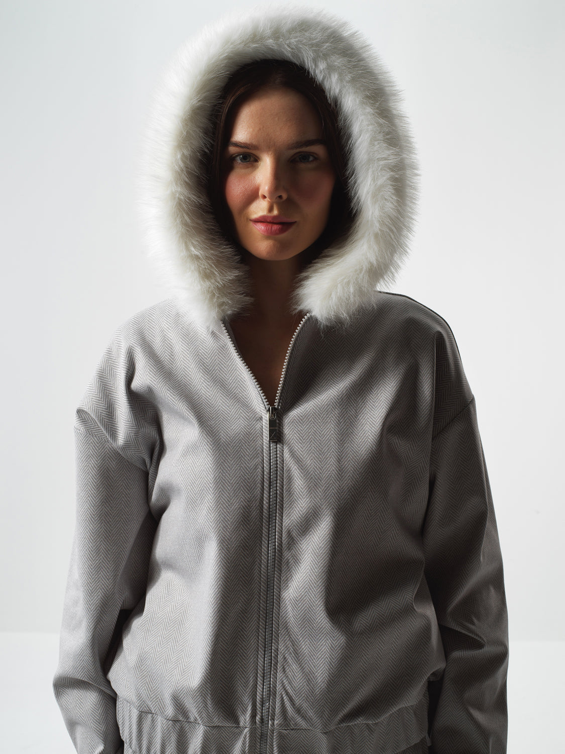 Xint Grey Cotton Textured Oversized Jacket